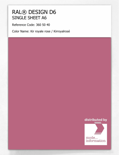 Artikelbild des Artikels “RAL® DESIGN D6 SINGLE SHEET A6 360 50 40 Kir royale rose / Kirroyalrosé “