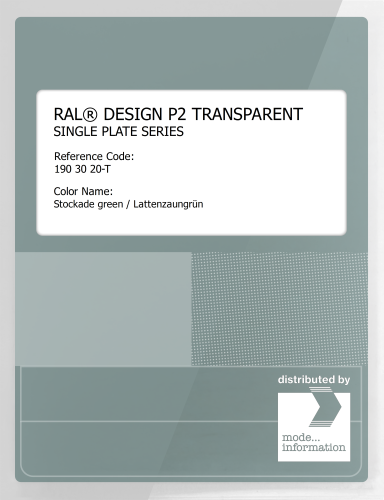 Artikelbild des Artikels “RAL® PLASTICS P2 OPAQUE SINGLE PLATE 190 30 20 TRANSPARENT Stockade green / Lattenzaungrün “