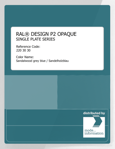 Artikelbild des Artikels “RAL® PLASTICS P2 OPAQUE SINGLE PLATE 220 30 30 Sandalwood grey blue / Sandelholzblau “