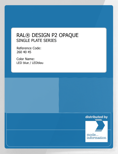 Artikelbild des Artikels “RAL® PLASTICS P2 OPAQUE SINGLE PLATE 260 40 45 LED blue / LEDblau “