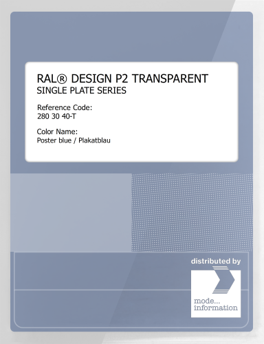 Artikelbild des Artikels “RAL® PLASTICS P2 OPAQUE SINGLE PLATE 280 30 40 TRANSPARENT Poster blue / Plakatblau “