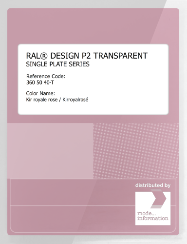 Artikelbild des Artikels “RAL® PLASTICS P2 OPAQUE SINGLE PLATE 360 50 40 TRANSPARENT Kir royale rose / Kirroyalrosé “