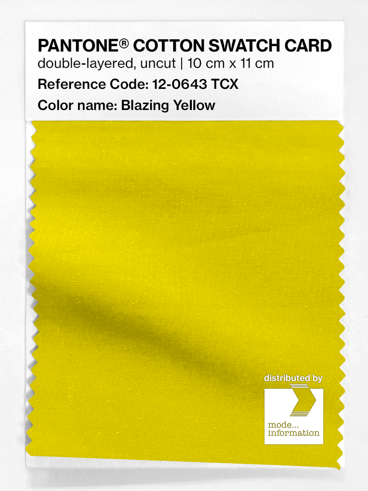 Product image 1 of the product “PANTONE® COTTON SWATCH CARD 12-0643 TCX Blazing Yellow ”