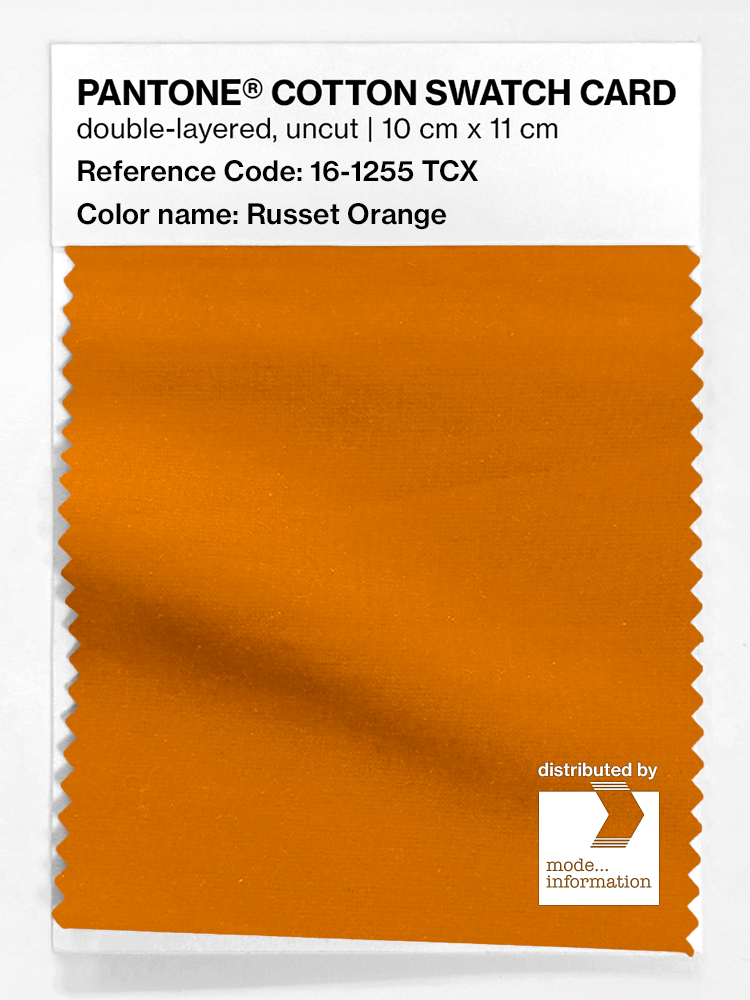 Product image 1 of the product “PANTONE® COTTON SWATCH CARD 16-1255 TCX Russet Orange ”
