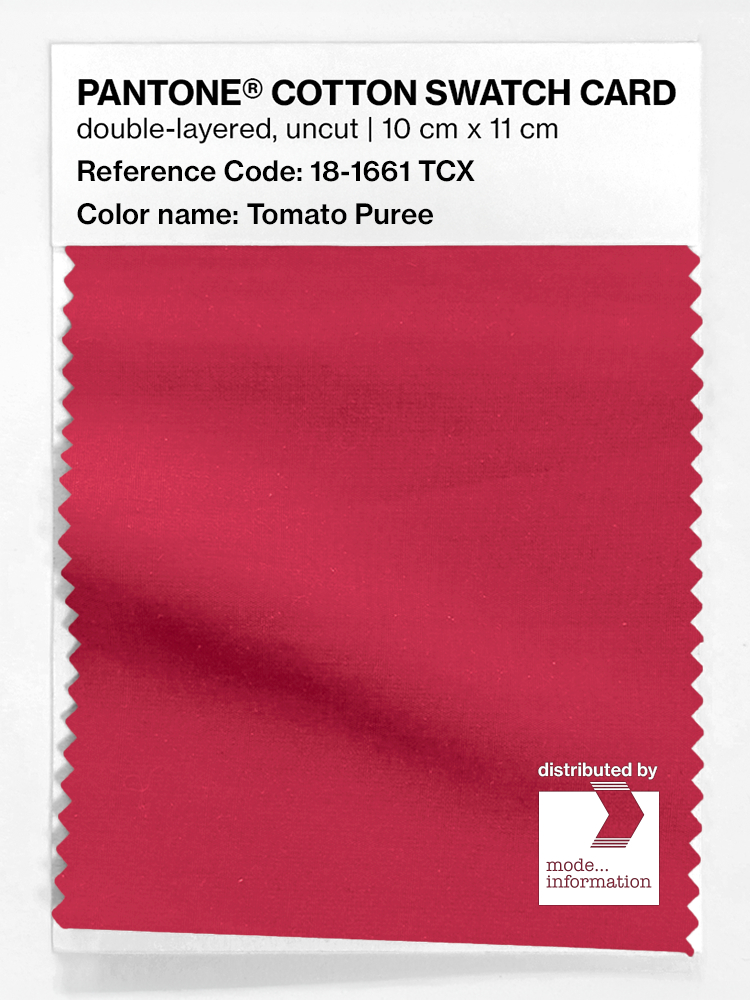 Product image 1 of the product “PANTONE® COTTON SWATCH CARD 18-1661 TCX Tomato Puree ”