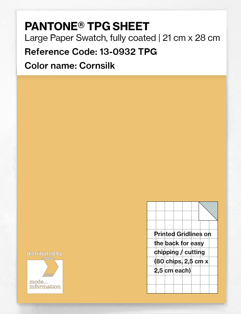 Product image 1 of the product “PANTONE® TPG SHEET 13-0932 TPG Cornsilk ”