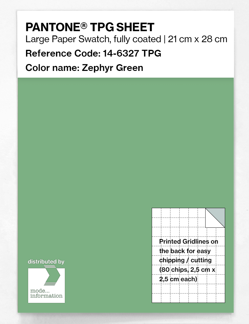 Product image 1 of the product “PANTONE® TPG SHEET 14-6327 TPG Zephyr Green ”