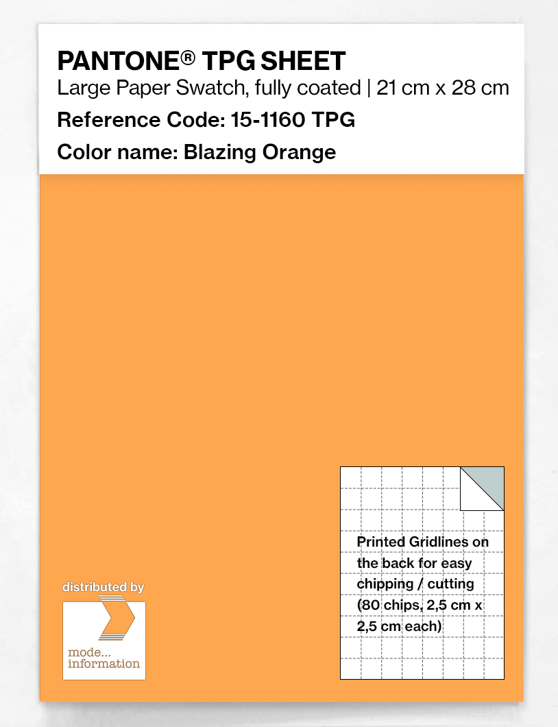 Product image 1 of the product “PANTONE® TPG SHEET 15-1160 TPG Blazing Orange ”