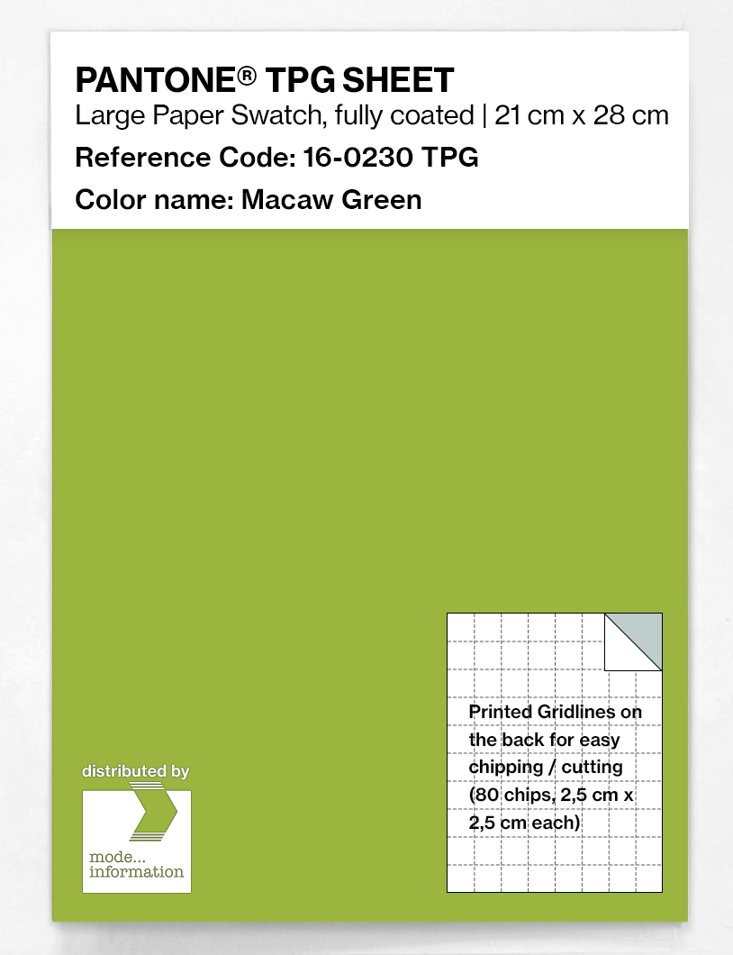 Product image 1 of the product “PANTONE® TPG SHEET 16-0230 TPG Macaw Green ”