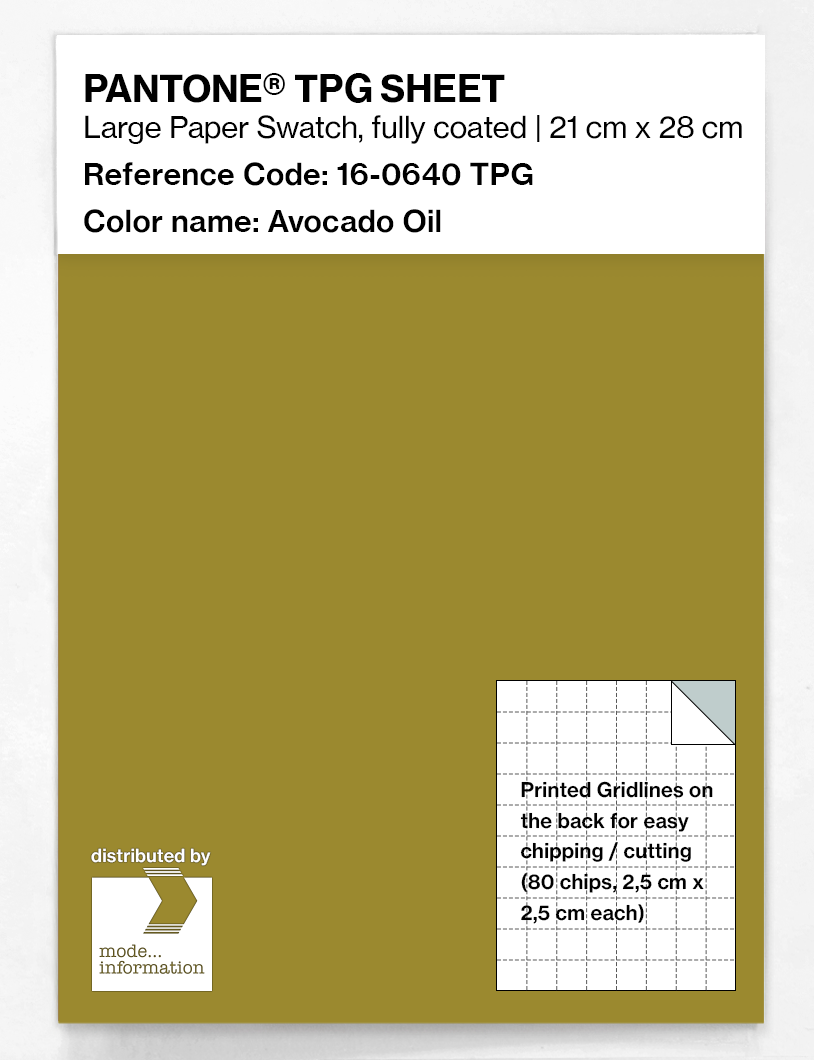 Product image 1 of the product “PANTONE® TPG SHEET 16-0640 TPG Avocado Oil ”