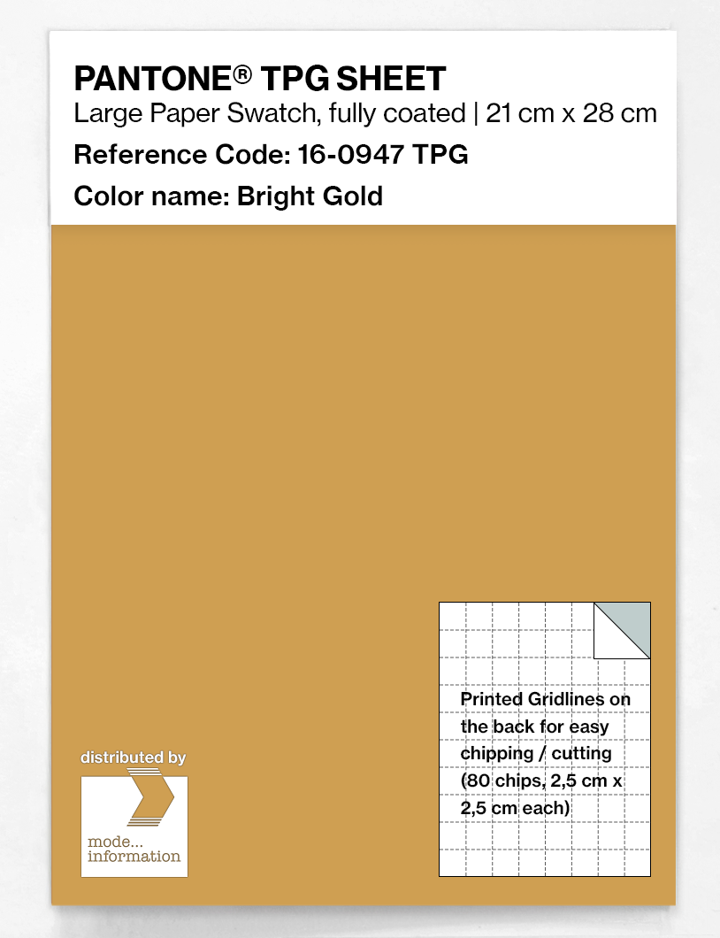 Product image 1 of the product “PANTONE® TPG SHEET 16-0947 TPG Bright Gold ”