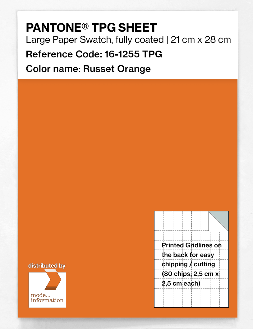 Product image 1 of the product “PANTONE® TPG SHEET 16-1255 TPG Russet Orange ”