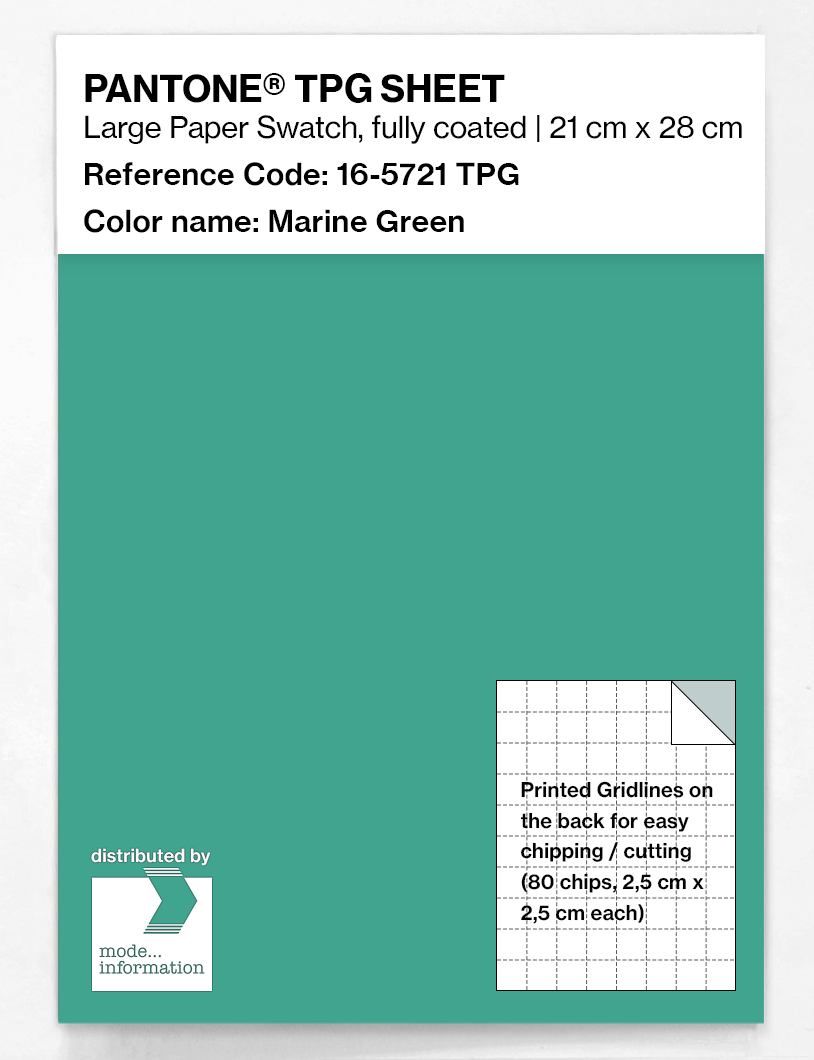 Product image 1 of the product “PANTONE® TPG SHEET 16-5721 TPG Marine Green ”
