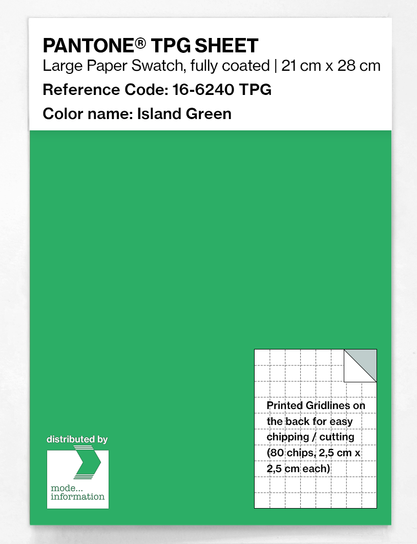 Product image 1 of the product “PANTONE® TPG SHEET 16-6240 TPG Island Green ”