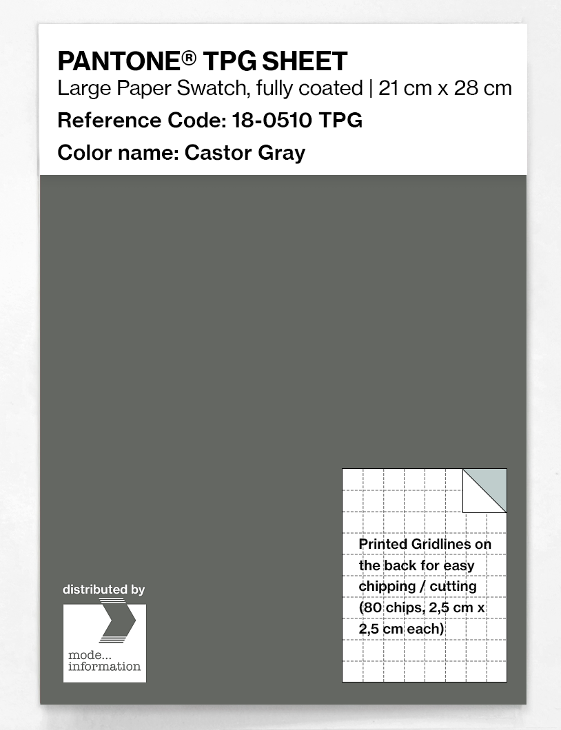 Product image 1 of the product “PANTONE® TPG SHEET 18-0510 TPG Castor Gray ”