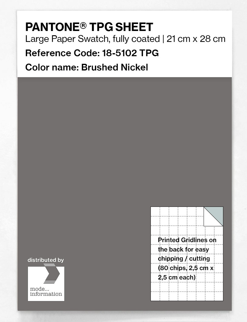 Product image 1 of the product “PANTONE® TPG SHEET 18-5102 TPG Brushed Nickel ”