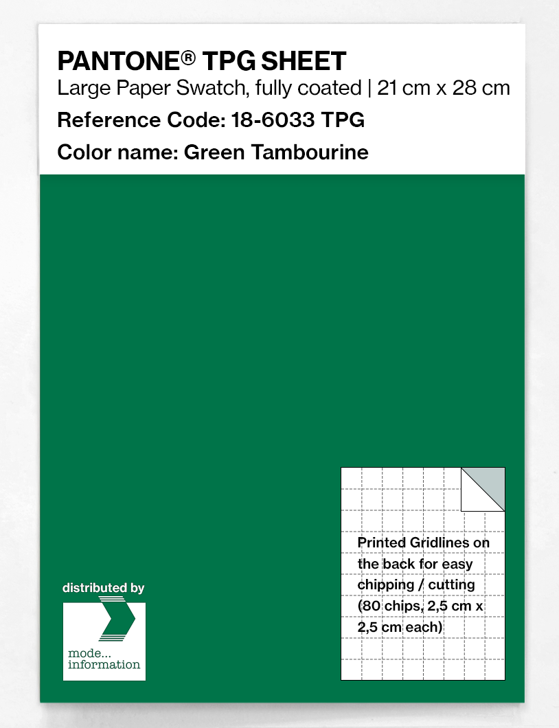 Product image 1 of the product “PANTONE® TPG SHEET 18-6033 TPG Green Tambourine ”