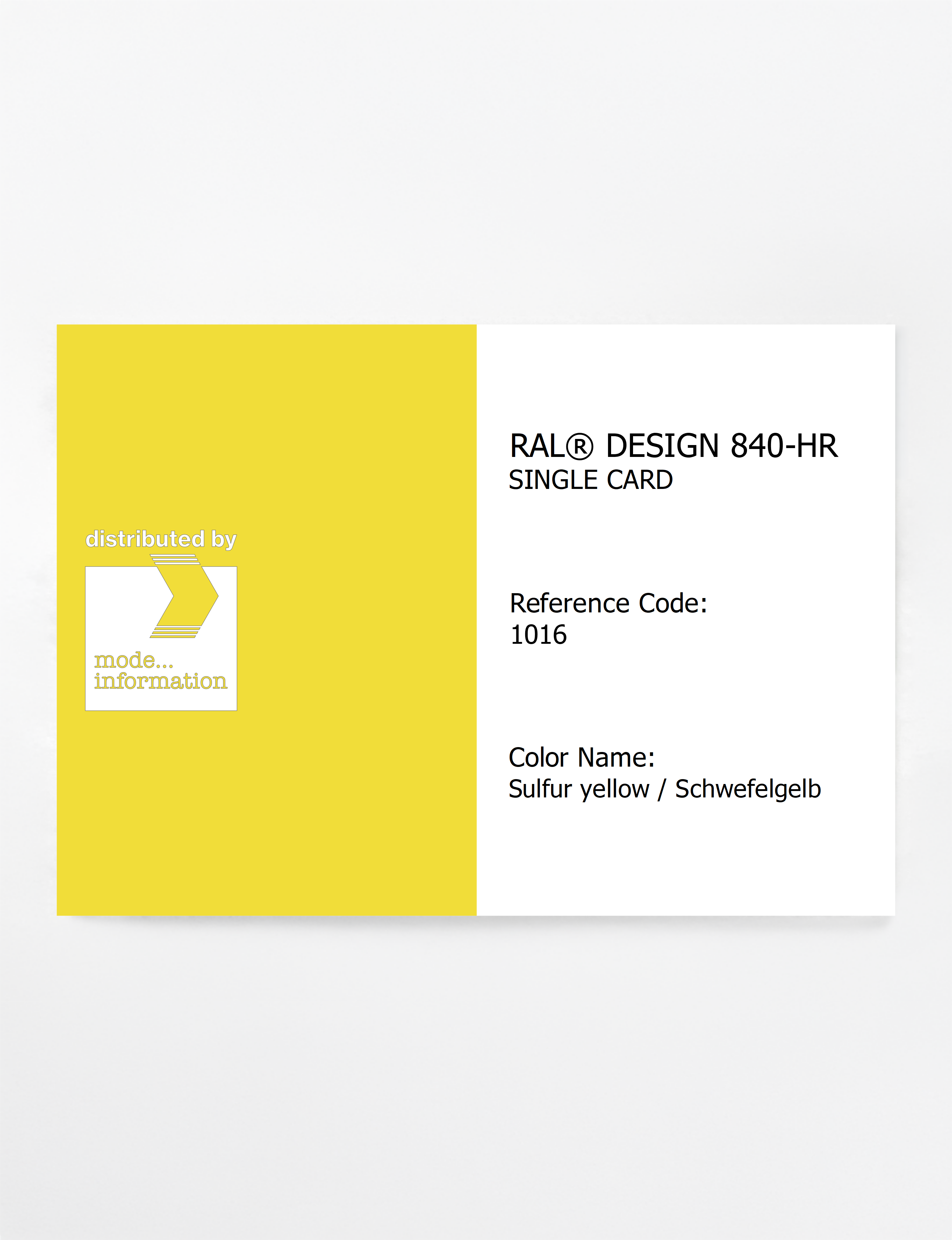 Artikelbild 1 des Artikels “RAL® CLASSIC 840-HR SINGLE CARD 1016 Sulfur yellow / Schwefelgelb “