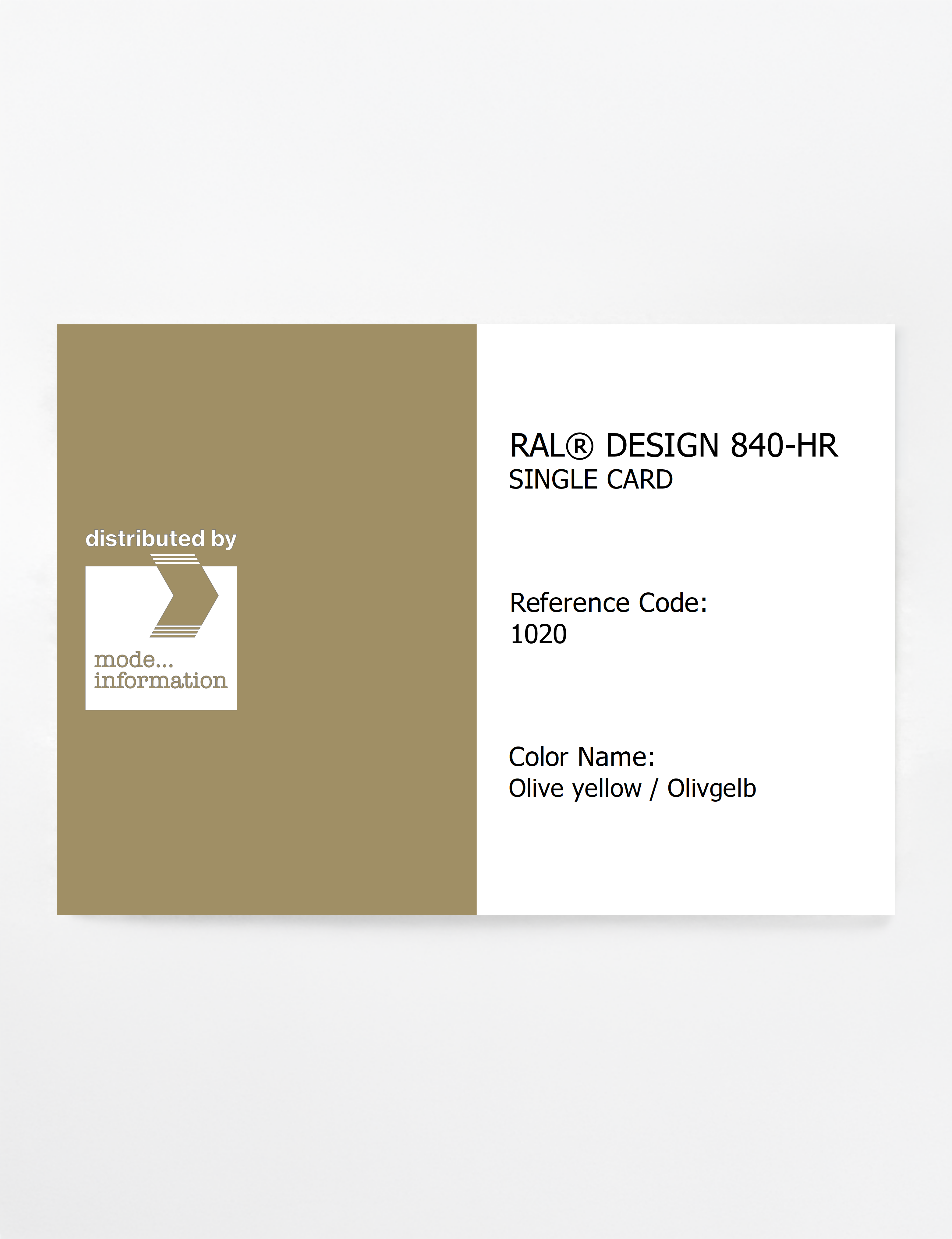 Artikelbild 1 des Artikels “RAL® CLASSIC 840-HR SINGLE CARD 1020 Olive yellow / Olivgelb “