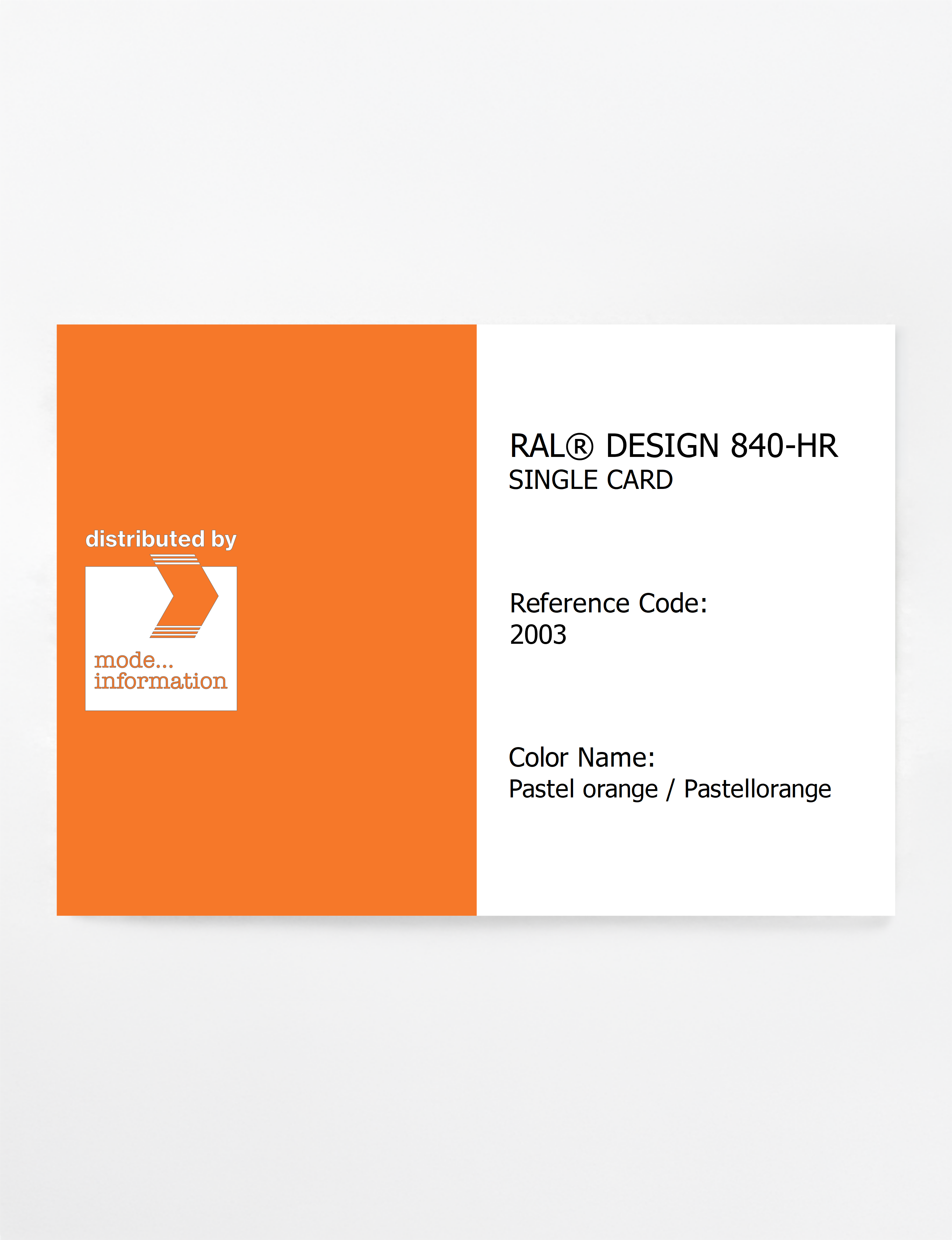 Artikelbild 1 des Artikels “RAL® CLASSIC 840-HR SINGLE CARD 2003 Pastel orange / Pastellorange “
