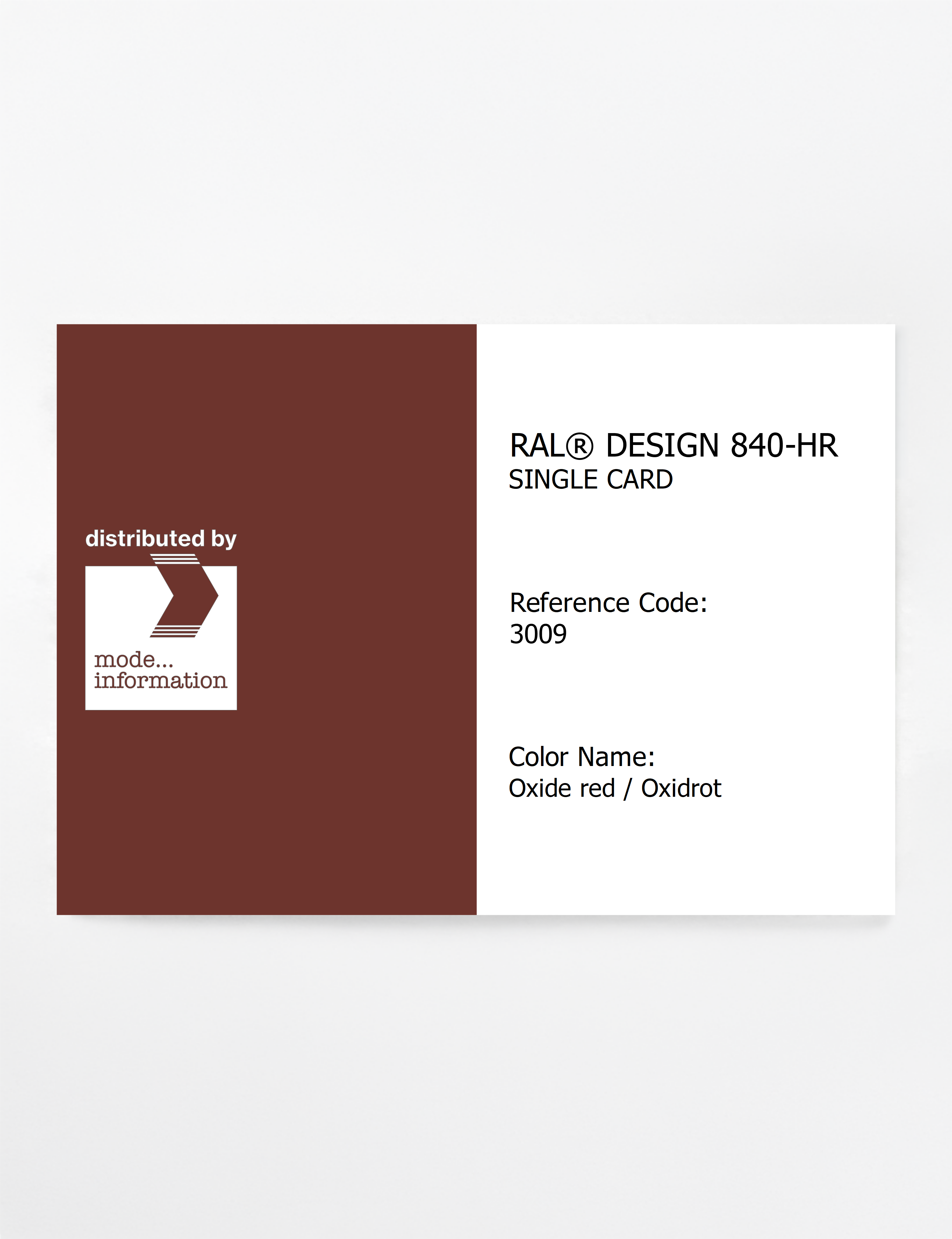 Artikelbild 1 des Artikels “RAL® CLASSIC 840-HR SINGLE CARD 3009 Oxide red / Oxidrot “