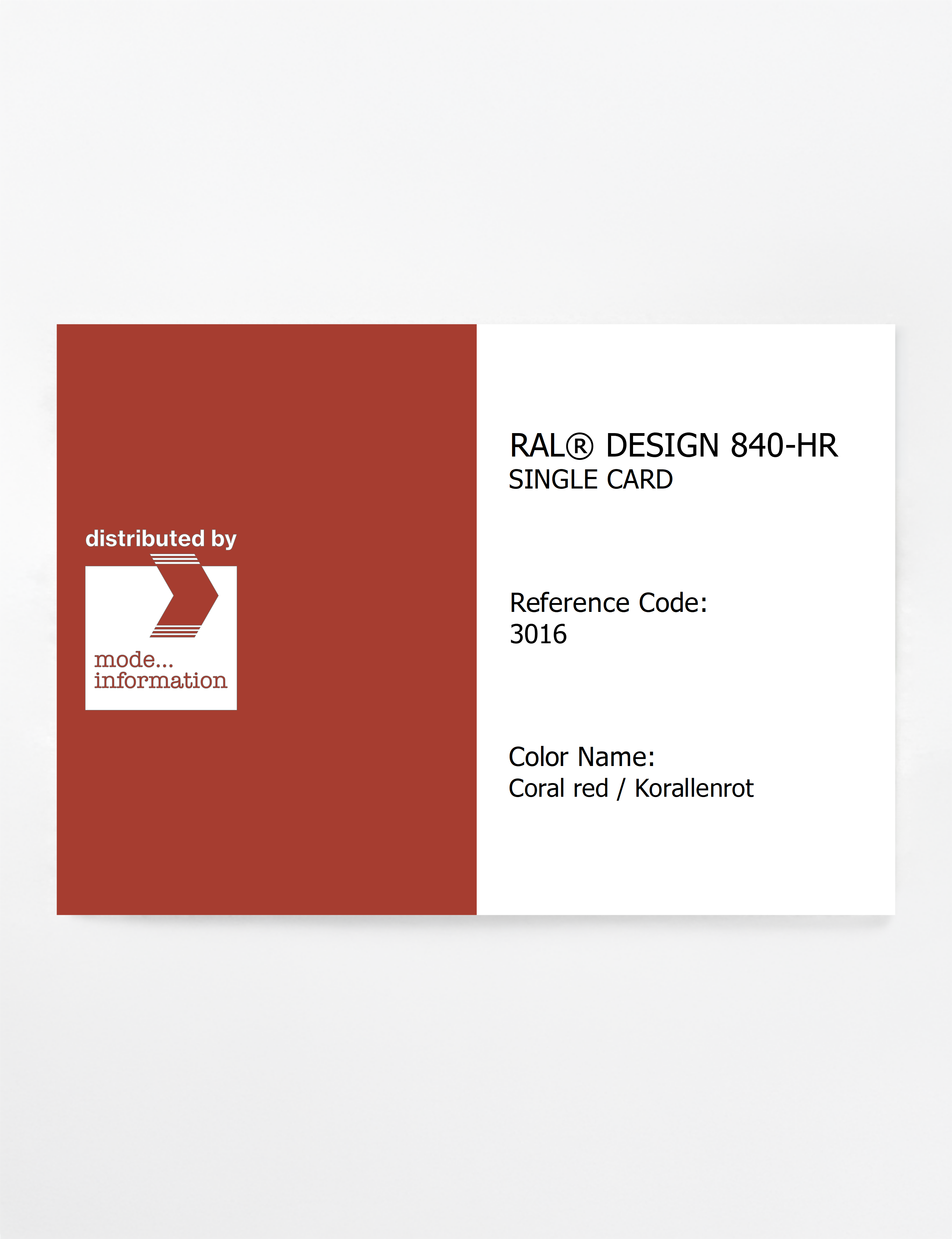 Artikelbild 1 des Artikels “RAL® CLASSIC 840-HR SINGLE CARD 3016 Coral red / Korallenrot “