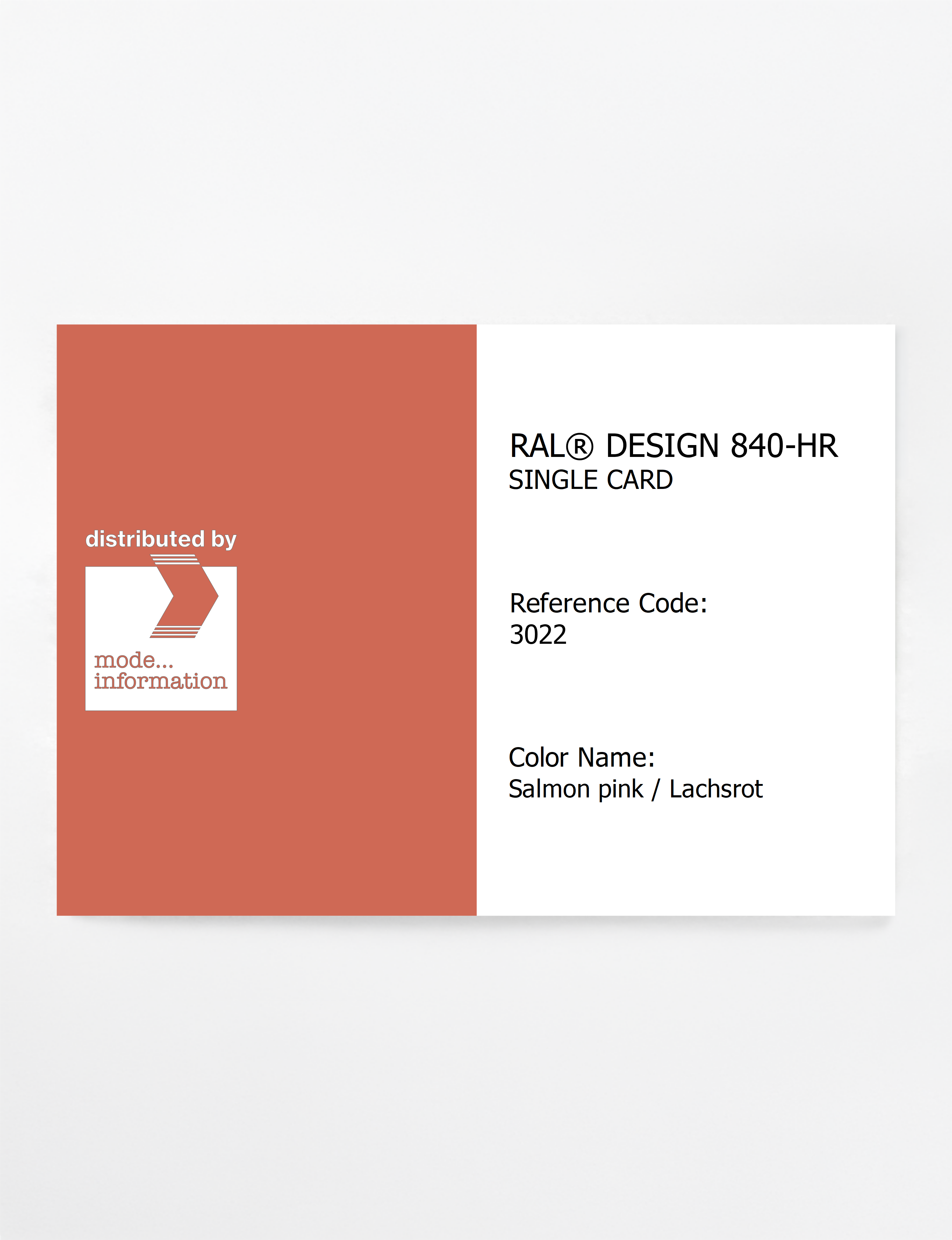 Artikelbild 1 des Artikels “RAL® CLASSIC 840-HR SINGLE CARD 3022 Salmon pink / Lachsrot “