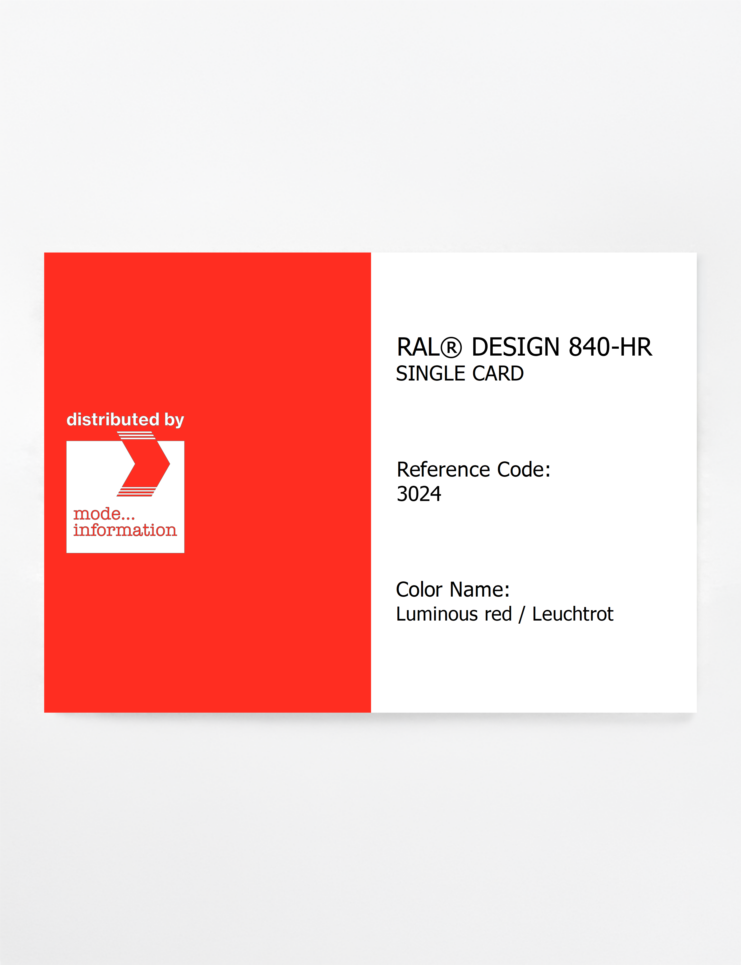 Artikelbild 1 des Artikels “RAL® CLASSIC 840-HR SINGLE CARD 3024 Luminous red / Leuchtrot “