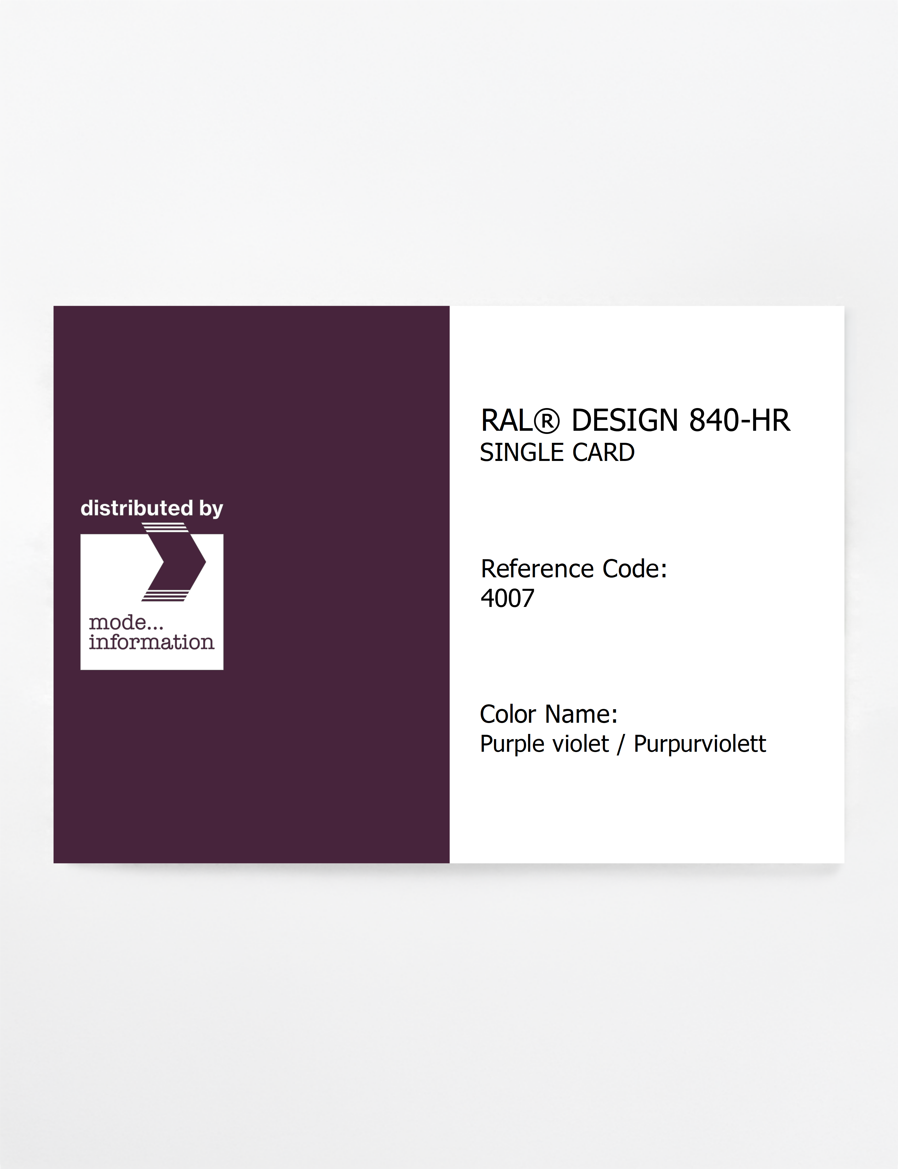 Artikelbild 1 des Artikels “RAL® CLASSIC 840-HR SINGLE CARD 4007 Purple violet / Purpurviolett “
