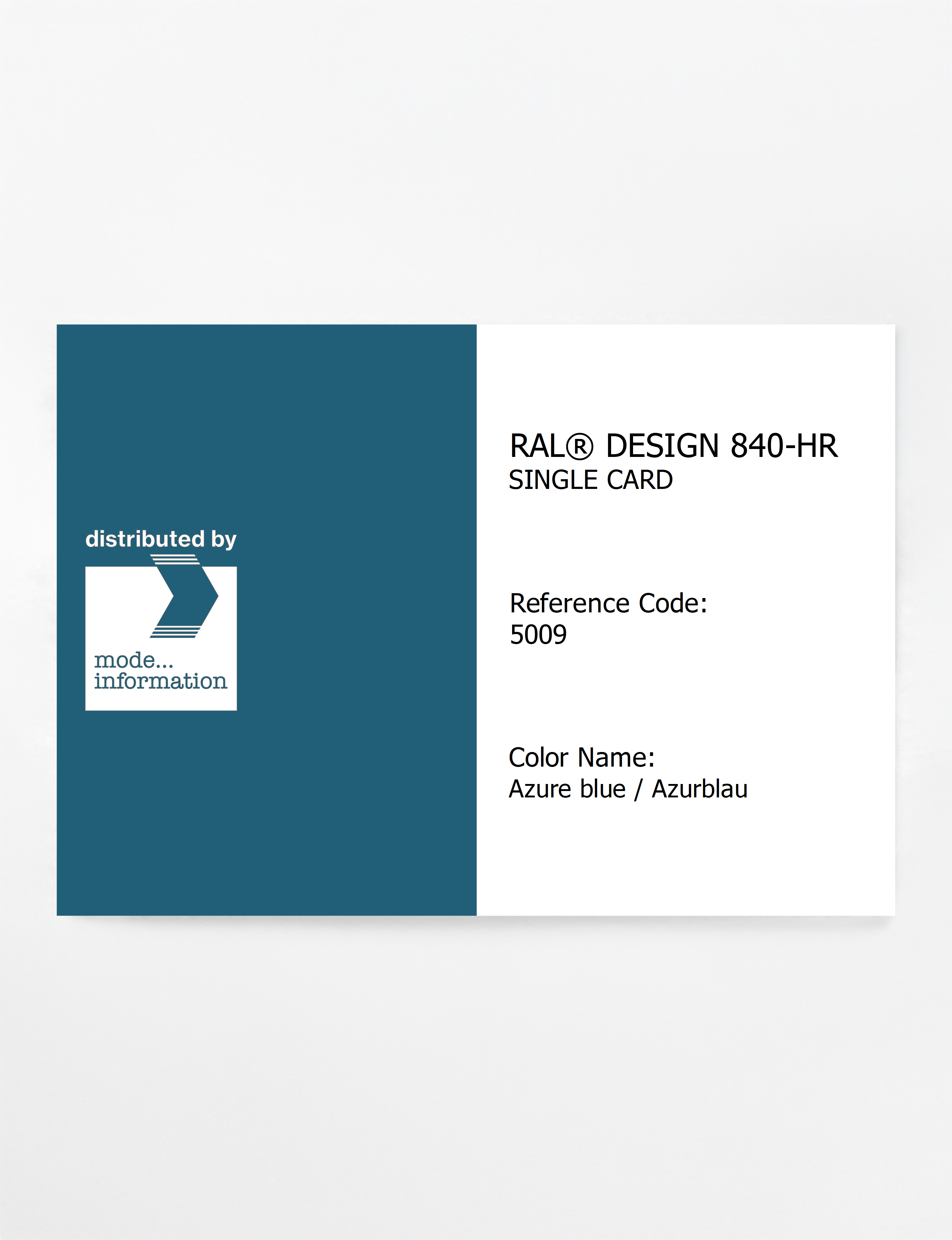 Artikelbild 1 des Artikels “RAL® CLASSIC 840-HR SINGLE CARD 5009 Azure blue / Azurblau “