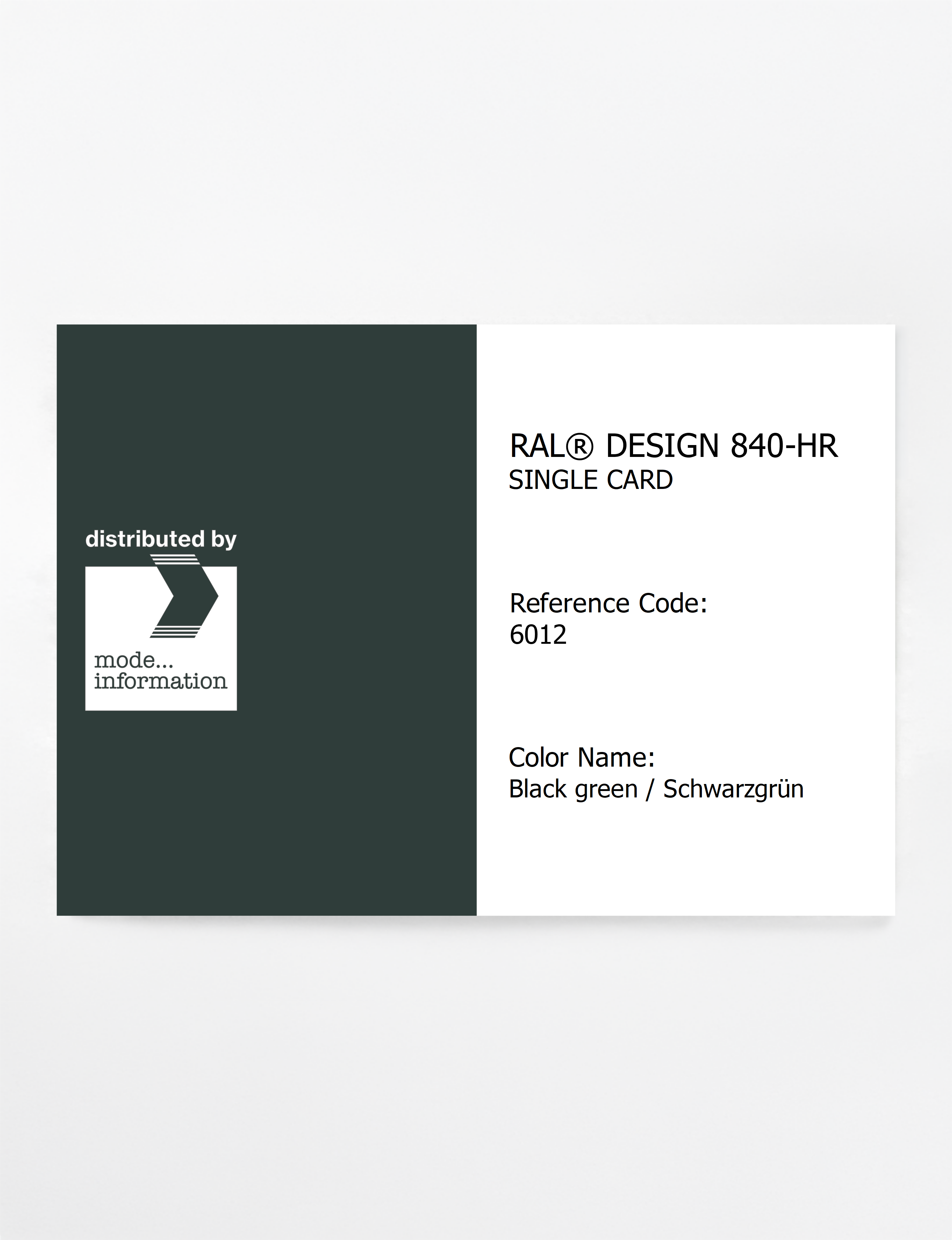 Artikelbild 1 des Artikels “RAL® CLASSIC 840-HR SINGLE CARD 6012 Black green / Schwarzgrün “