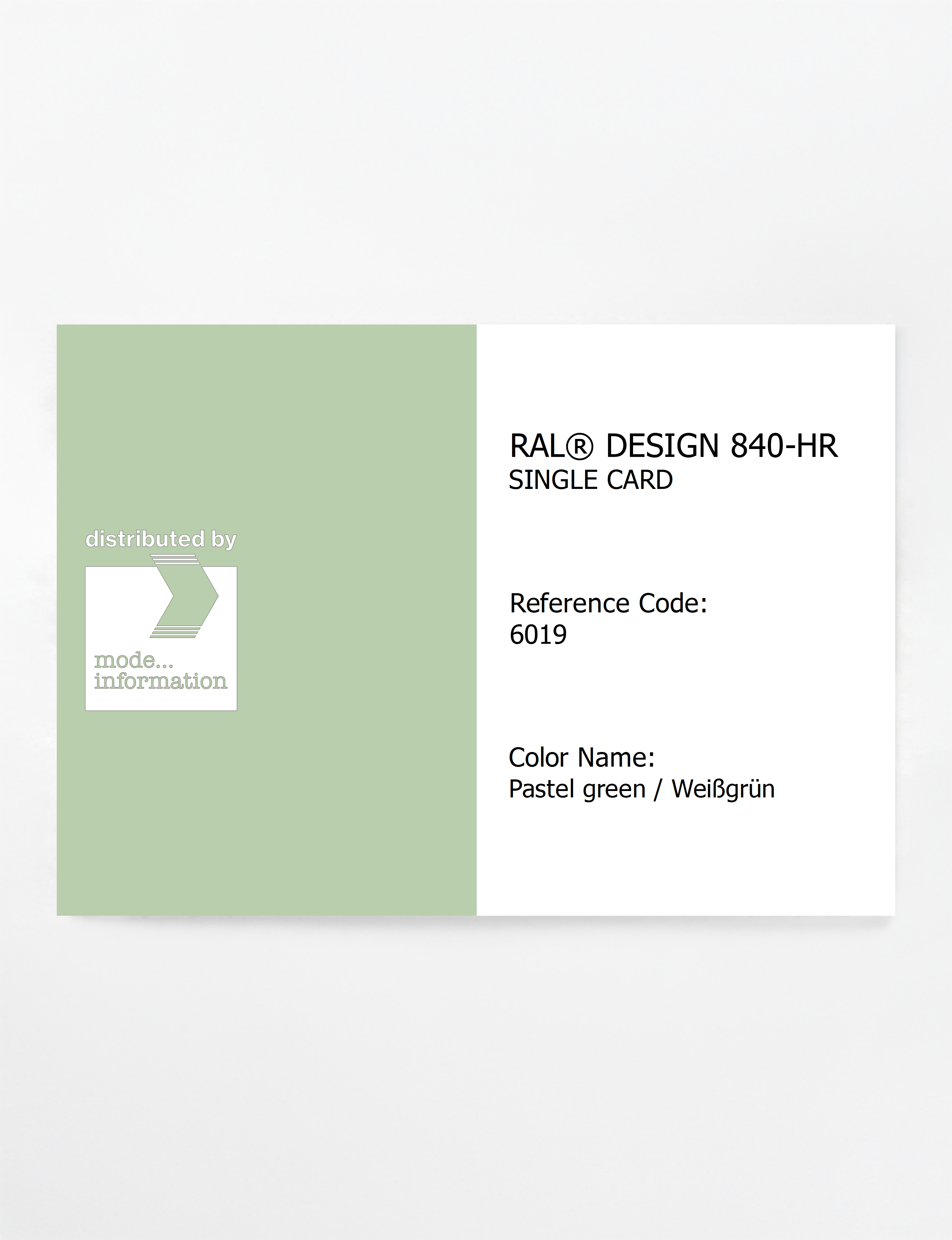 Artikelbild 1 des Artikels “RAL® CLASSIC 840-HR SINGLE CARD 6019 Pastel green / Weißgrün “