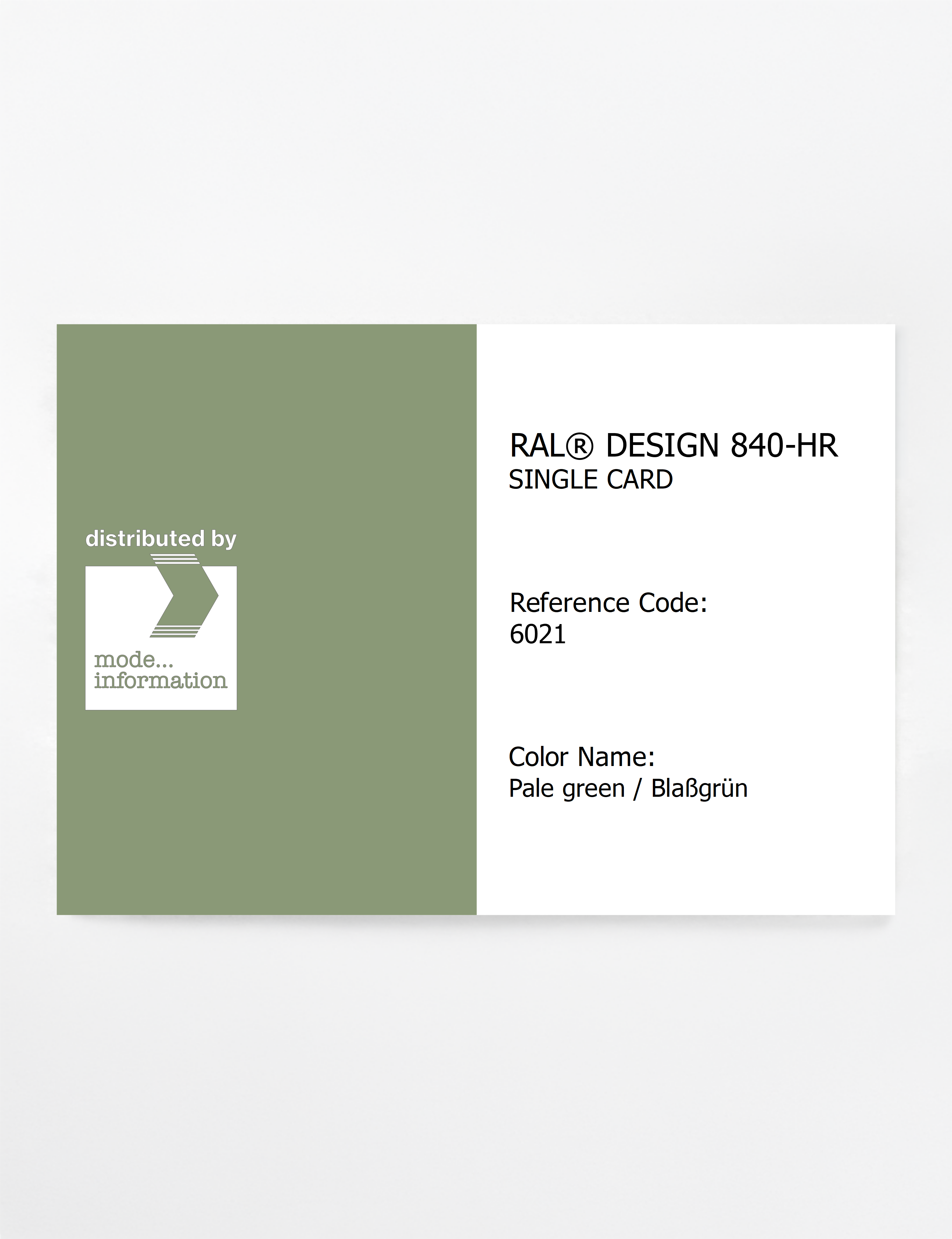 Artikelbild 1 des Artikels “RAL® CLASSIC 840-HR SINGLE CARD 6021 Pale green / Blaßgrün “
