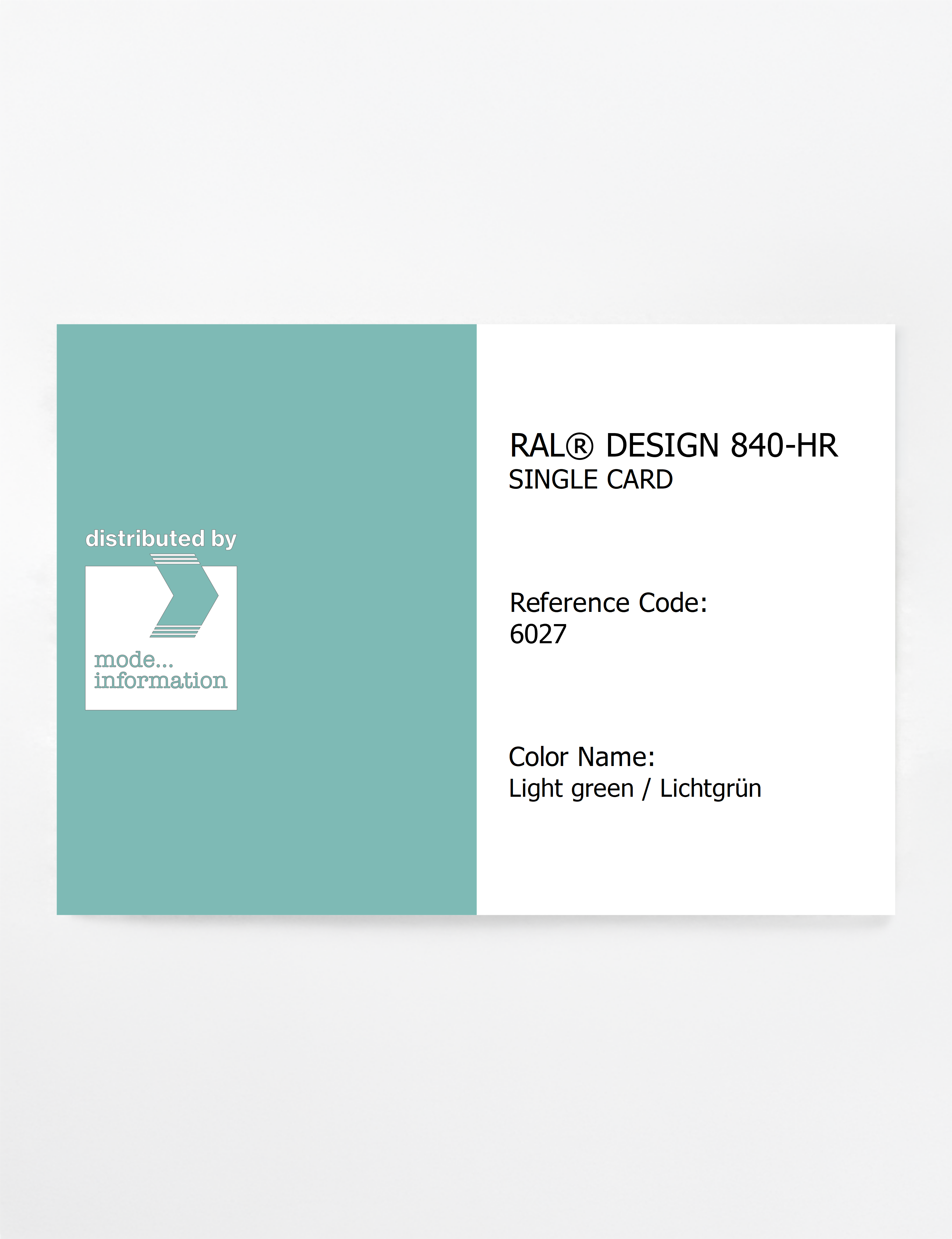 Artikelbild 1 des Artikels “RAL® CLASSIC 840-HR SINGLE CARD 6027 Light green / Lichtgrün “