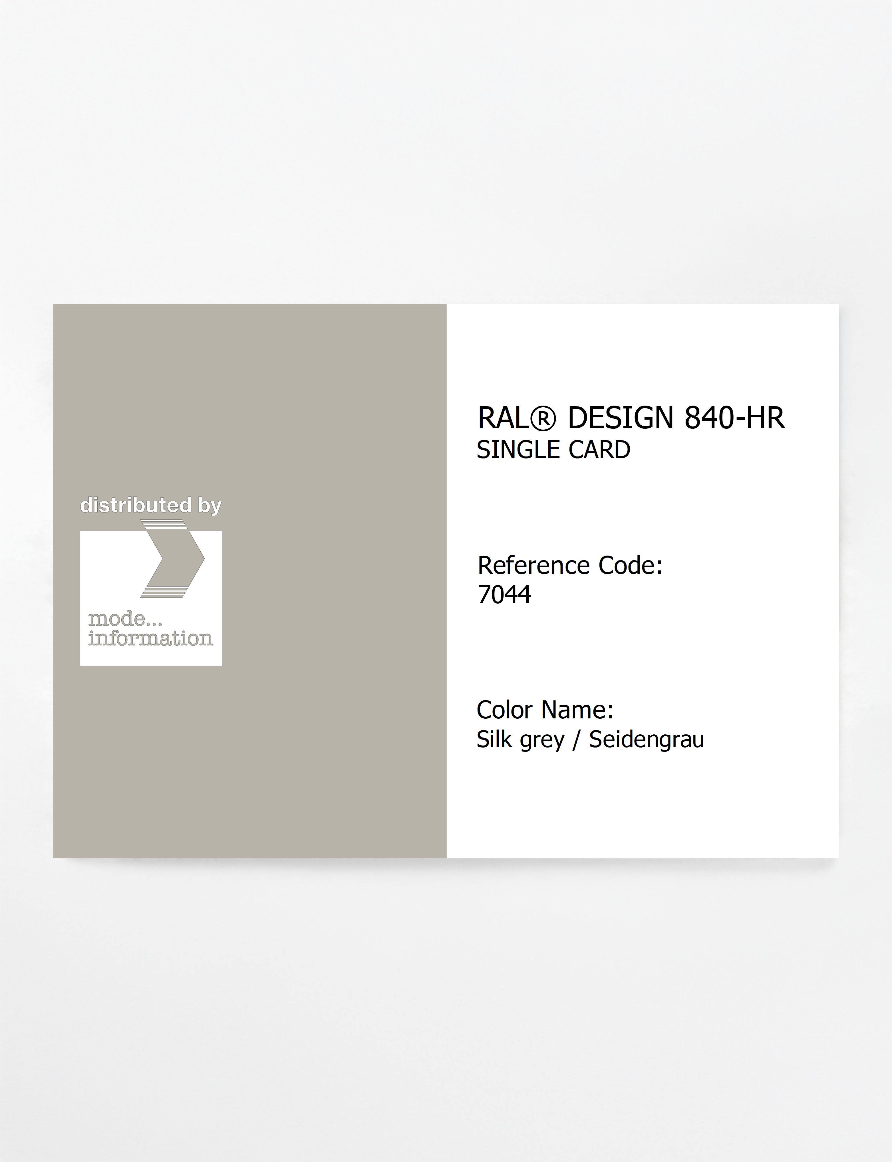 Artikelbild 1 des Artikels “RAL® CLASSIC 840-HR SINGLE CARD 7044 Silk grey / Seidengrau “