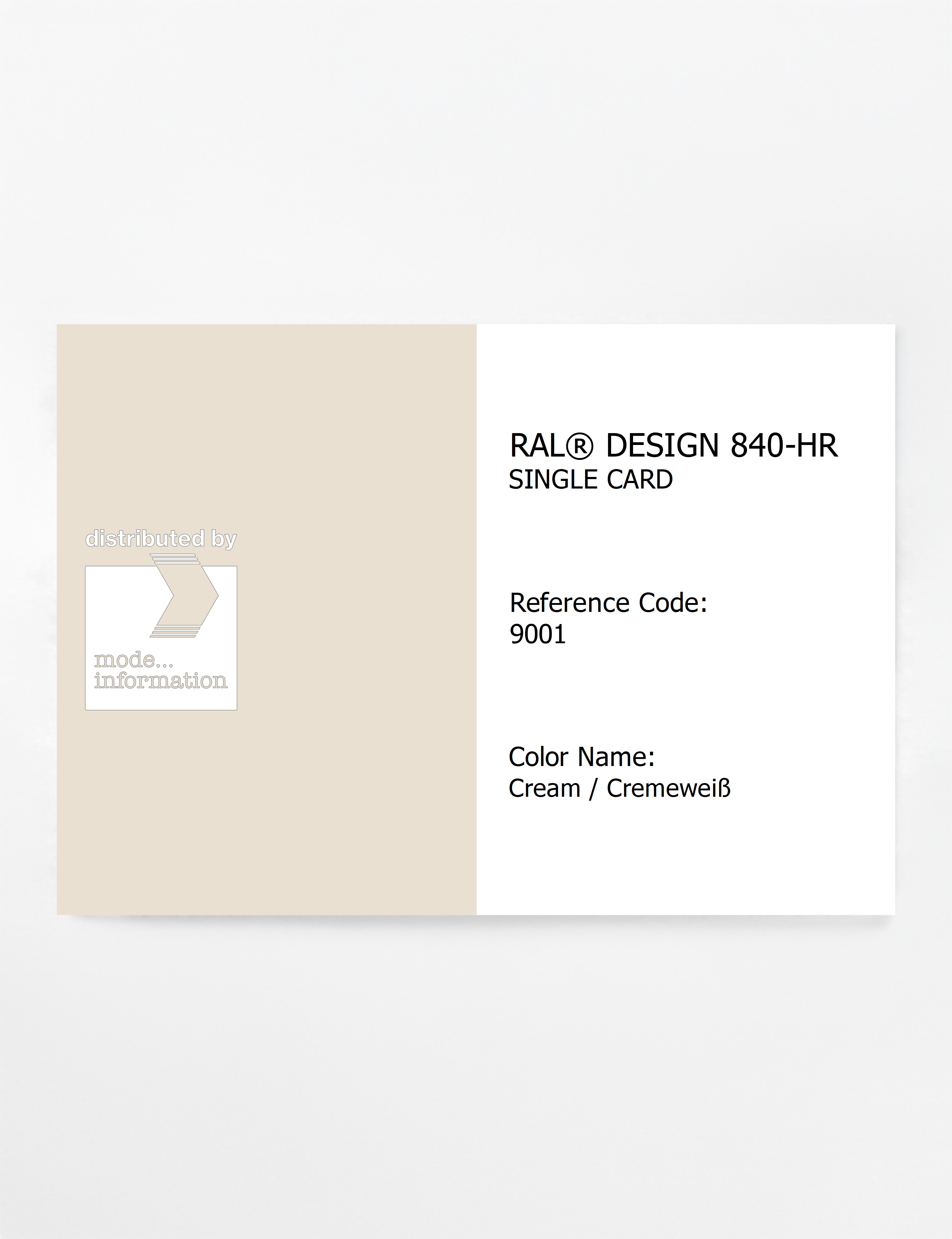Artikelbild 1 des Artikels “RAL® CLASSIC 840-HR SINGLE CARD 9001 Cream / Cremeweiß “