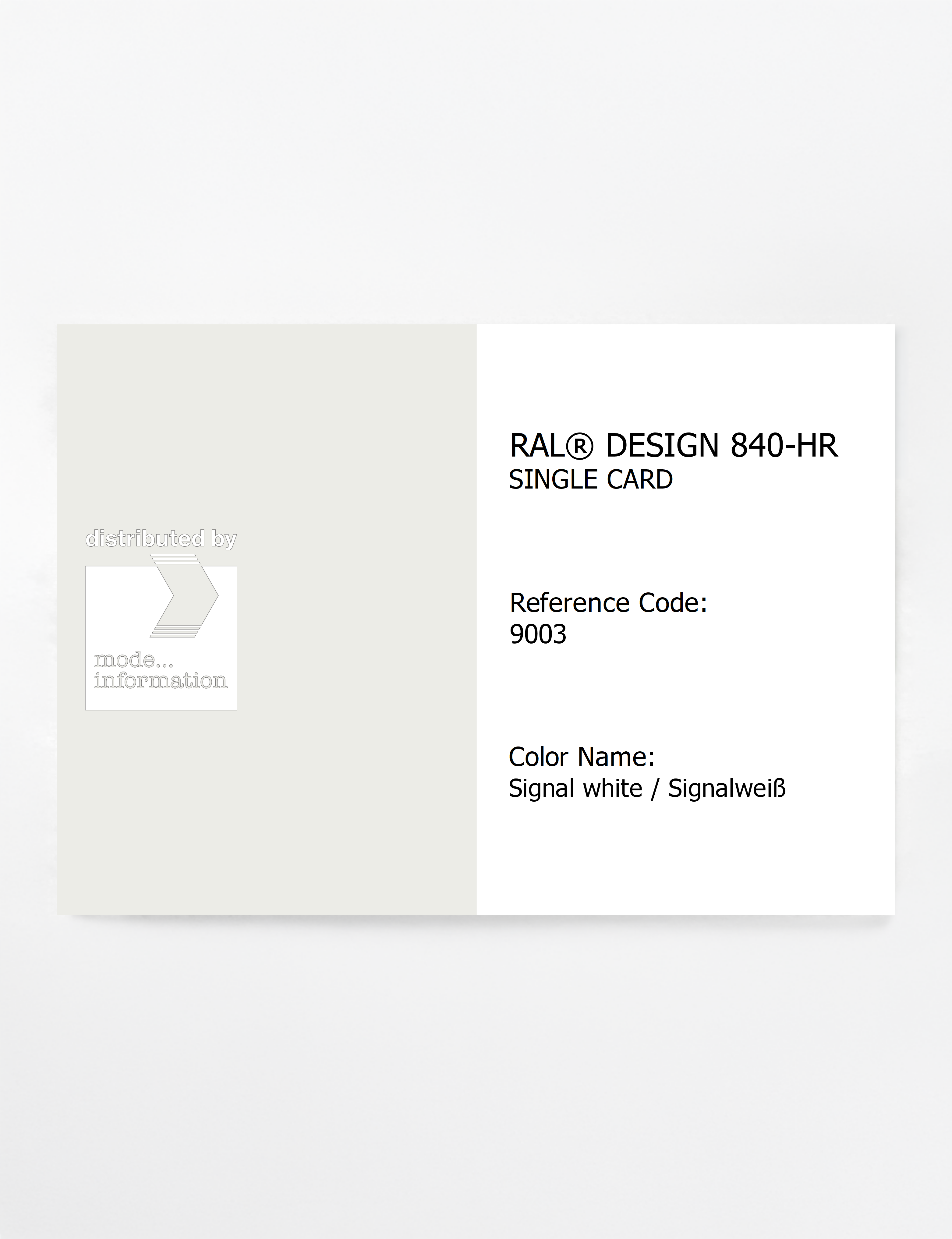 Artikelbild 1 des Artikels “RAL® CLASSIC 840-HR SINGLE CARD 9003 Signal white / Signalweiß “