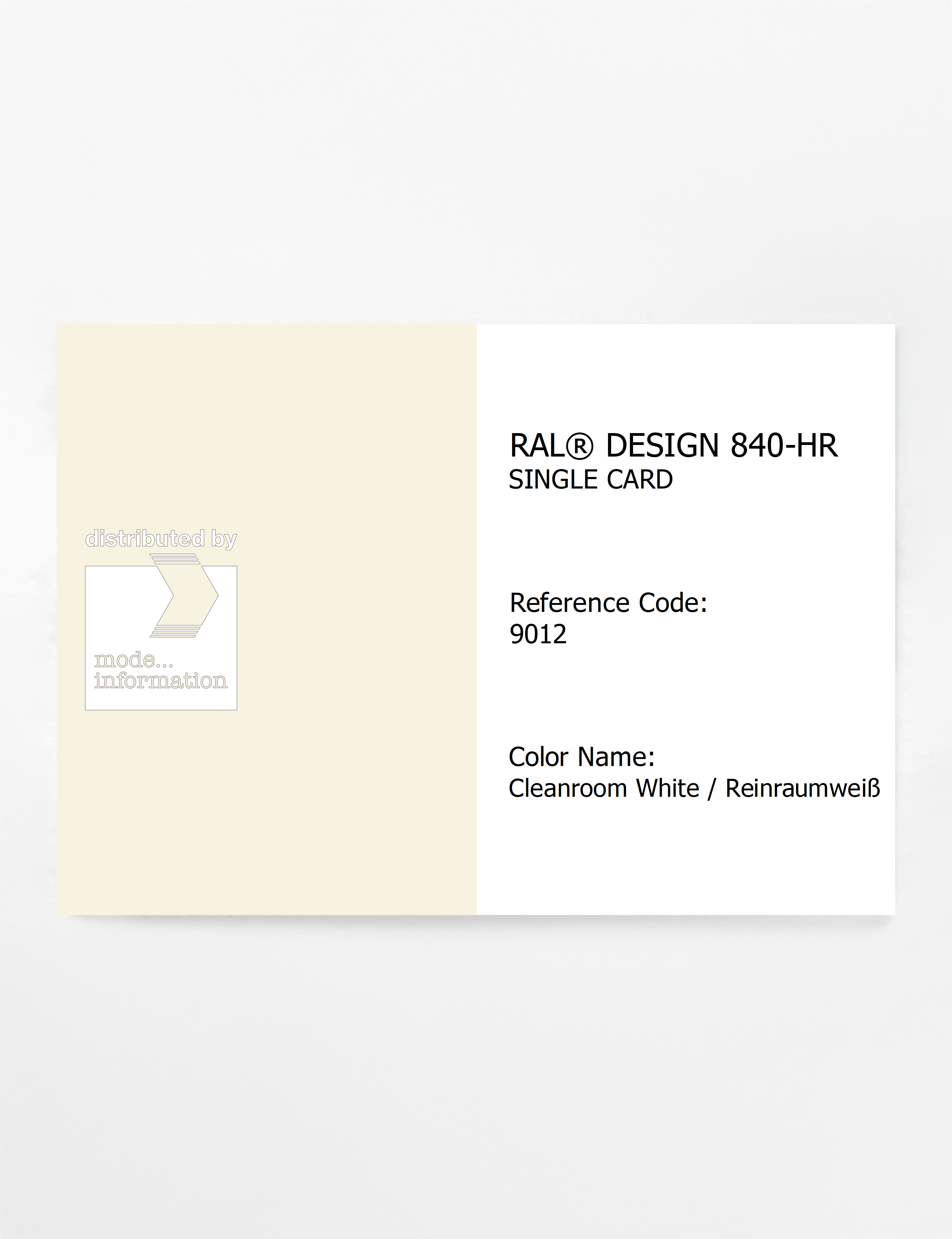 Artikelbild 1 des Artikels “RAL® CLASSIC 840-HR SINGLE CARD 9012 Cleanroom White / Reinraumweiß “