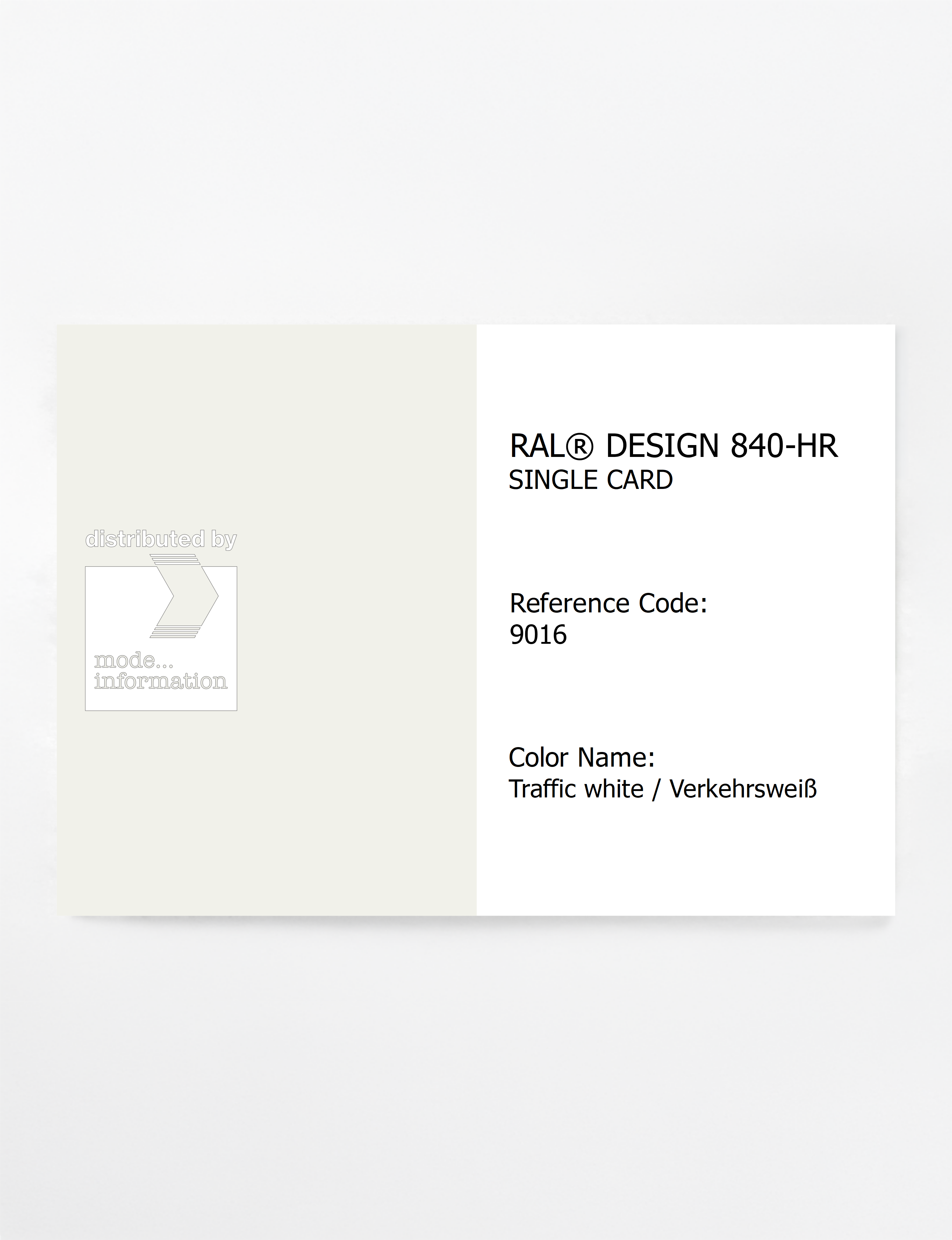 Artikelbild 1 des Artikels “RAL® CLASSIC 840-HR SINGLE CARD 9016 Traffic white / Verkehrsweiß “