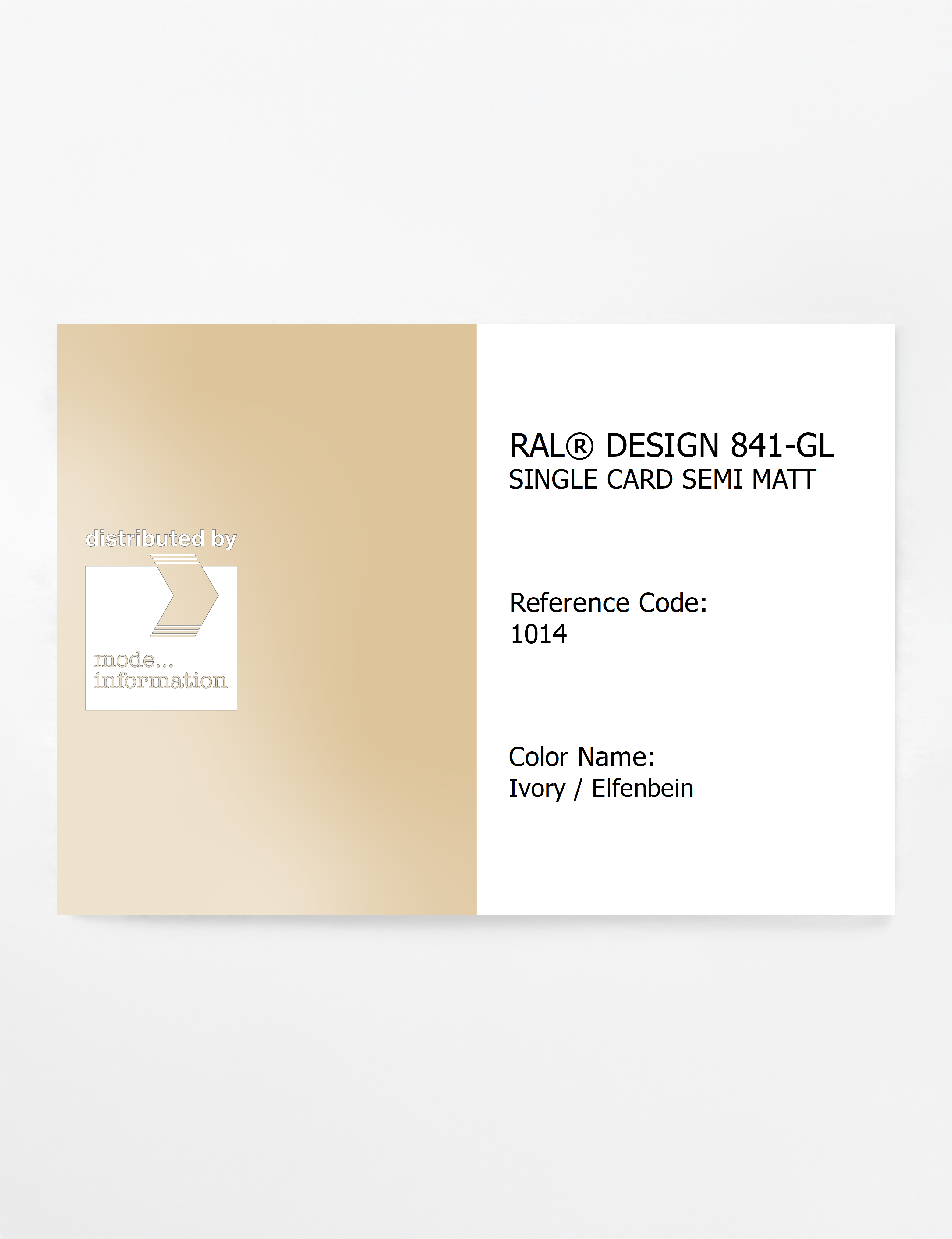 Product image 1 of the product “RAL® CLASSIC 841-GL SINGLE CARD 1014 Ivory / Elfenbein ”
