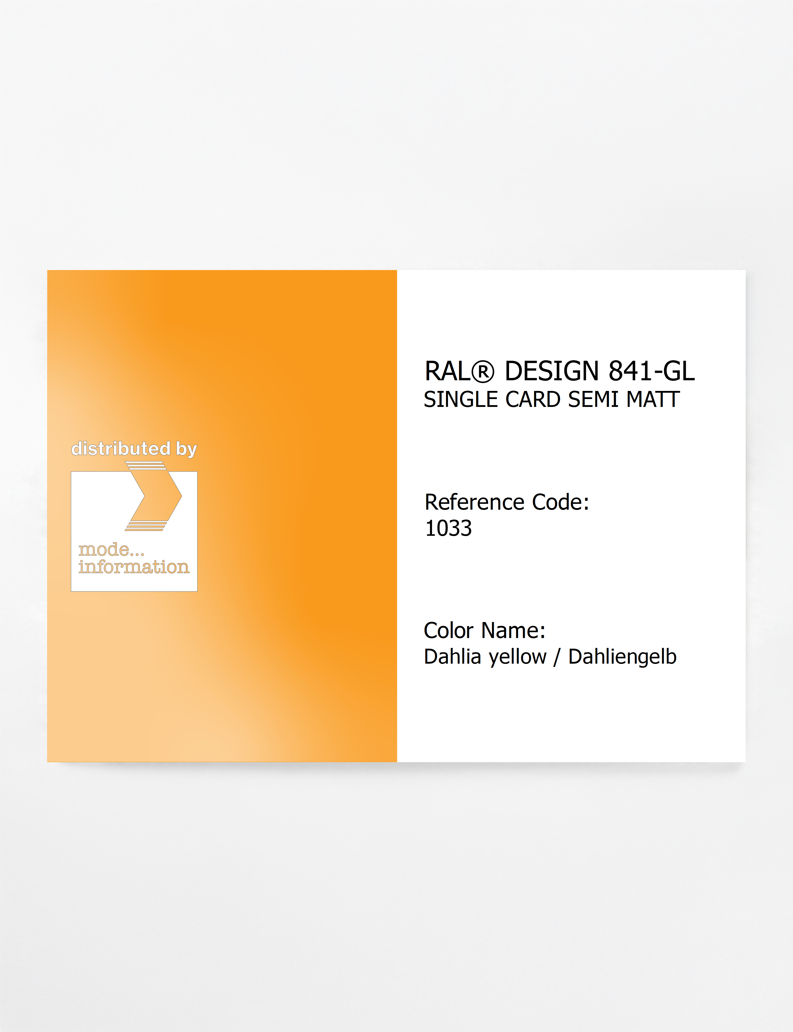 Artikelbild 1 des Artikels “RAL® CLASSIC 841-GL SINGLE CARD 1033 Dahlia yellow / Dahliengelb “