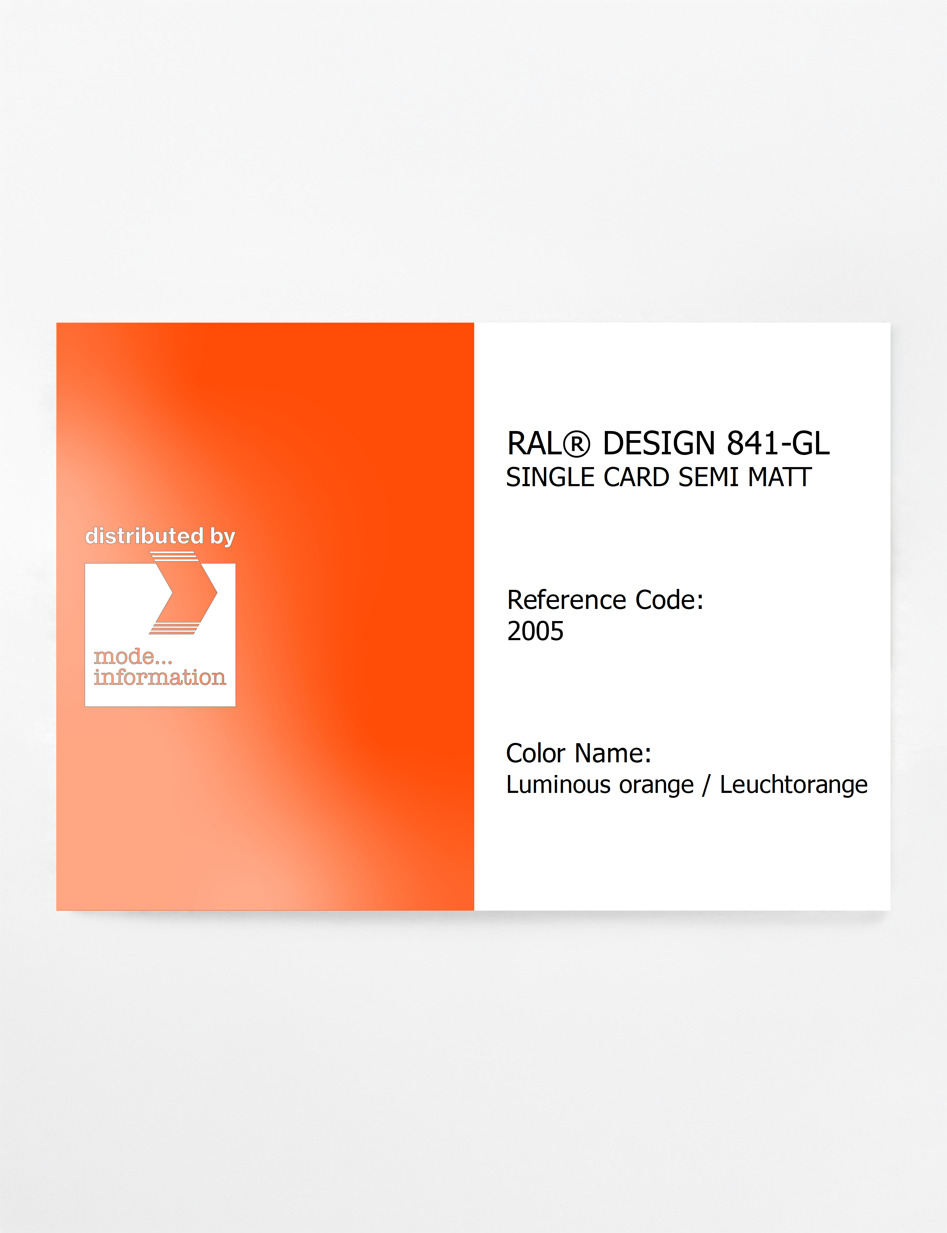 Artikelbild 1 des Artikels “RAL® CLASSIC 841-GL SINGLE CARD 2005 Luminous orange / Leuchtorange “