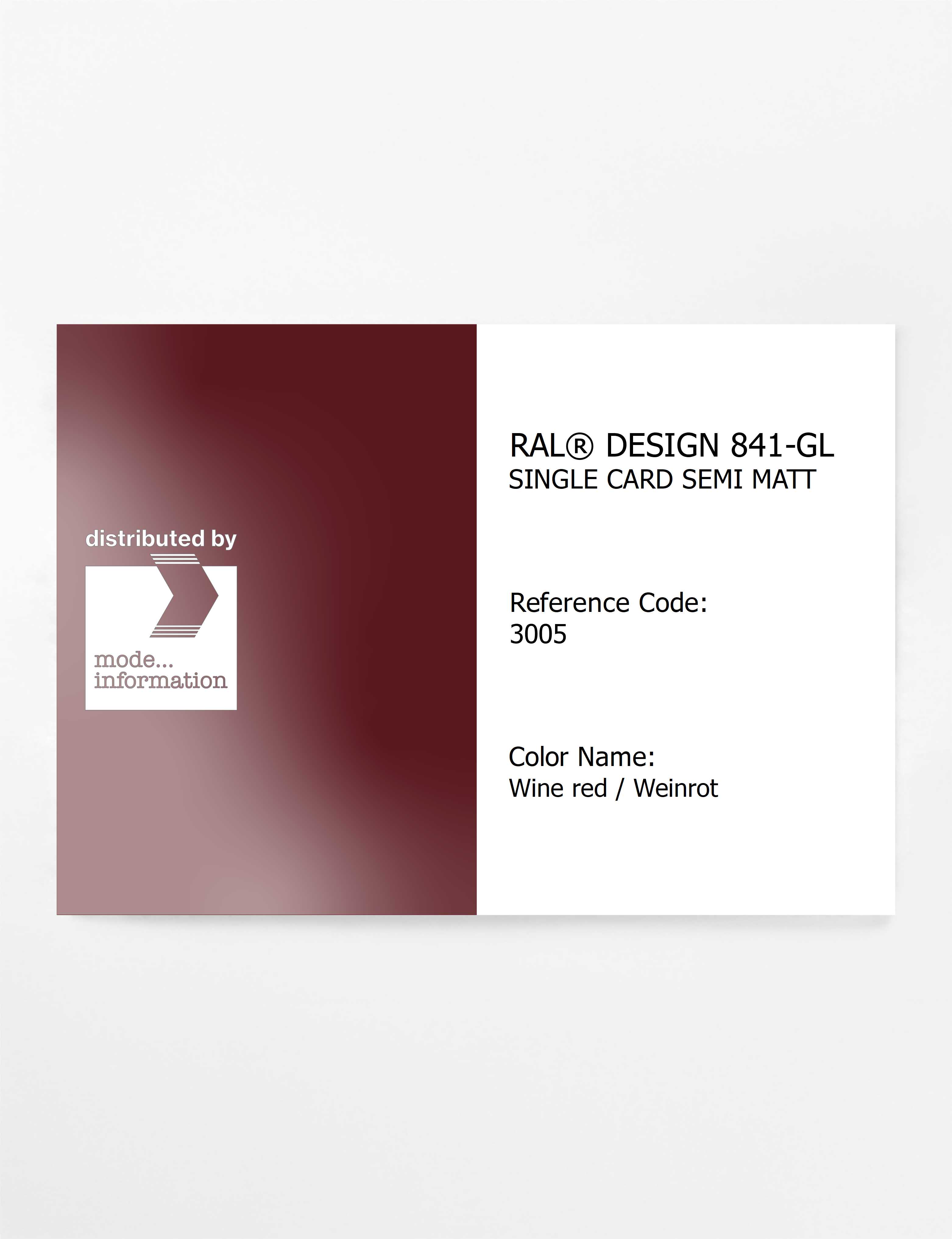 Artikelbild 1 des Artikels “RAL® CLASSIC 841-GL SINGLE CARD 3005 Wine red / Weinrot “