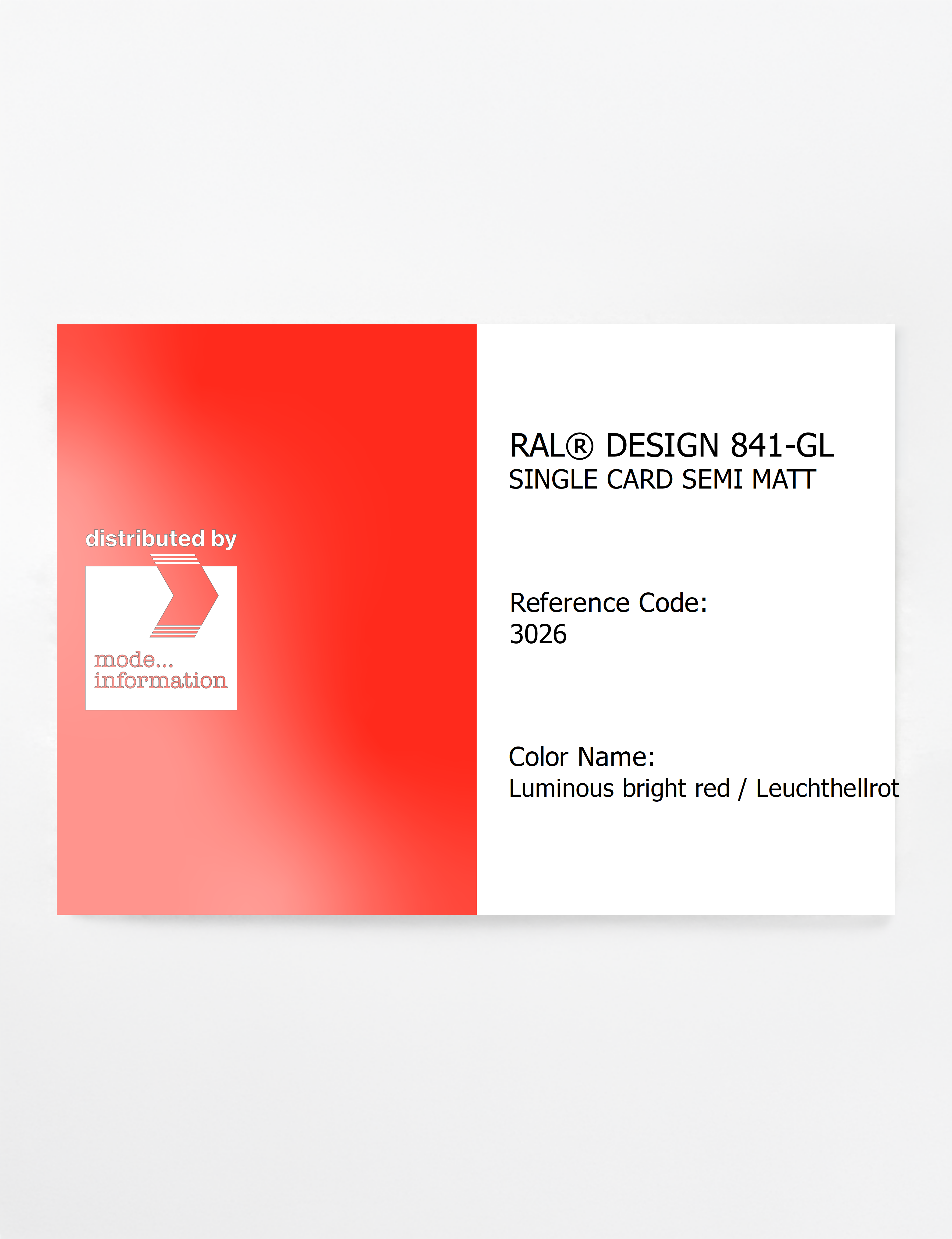 Artikelbild 1 des Artikels “RAL® CLASSIC 841-GL SINGLE CARD 3026 Luminous bright red / Leuchthellrot “