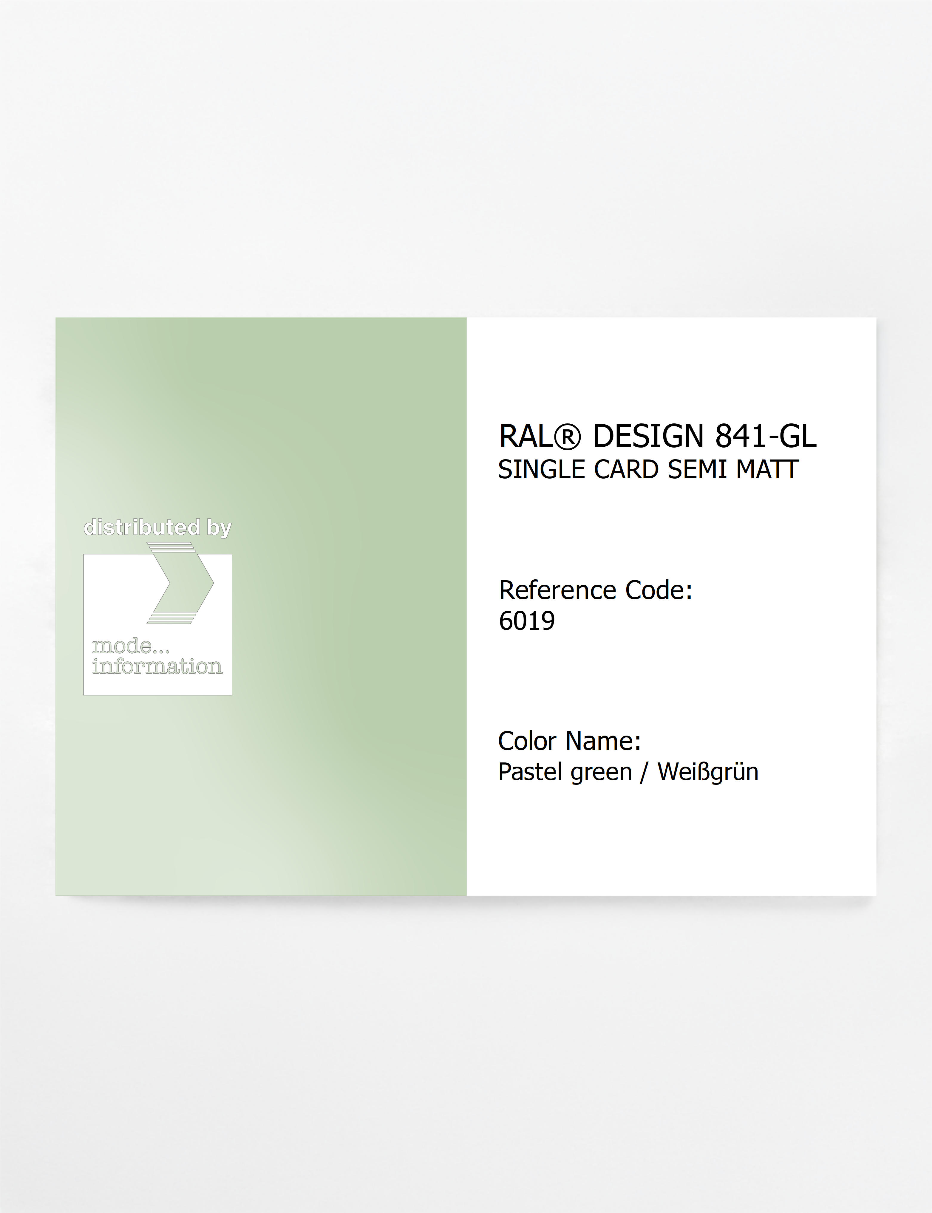 Artikelbild 1 des Artikels “RAL® CLASSIC 841-GL SINGLE CARD 6019 Pastel green / Weißgrün “