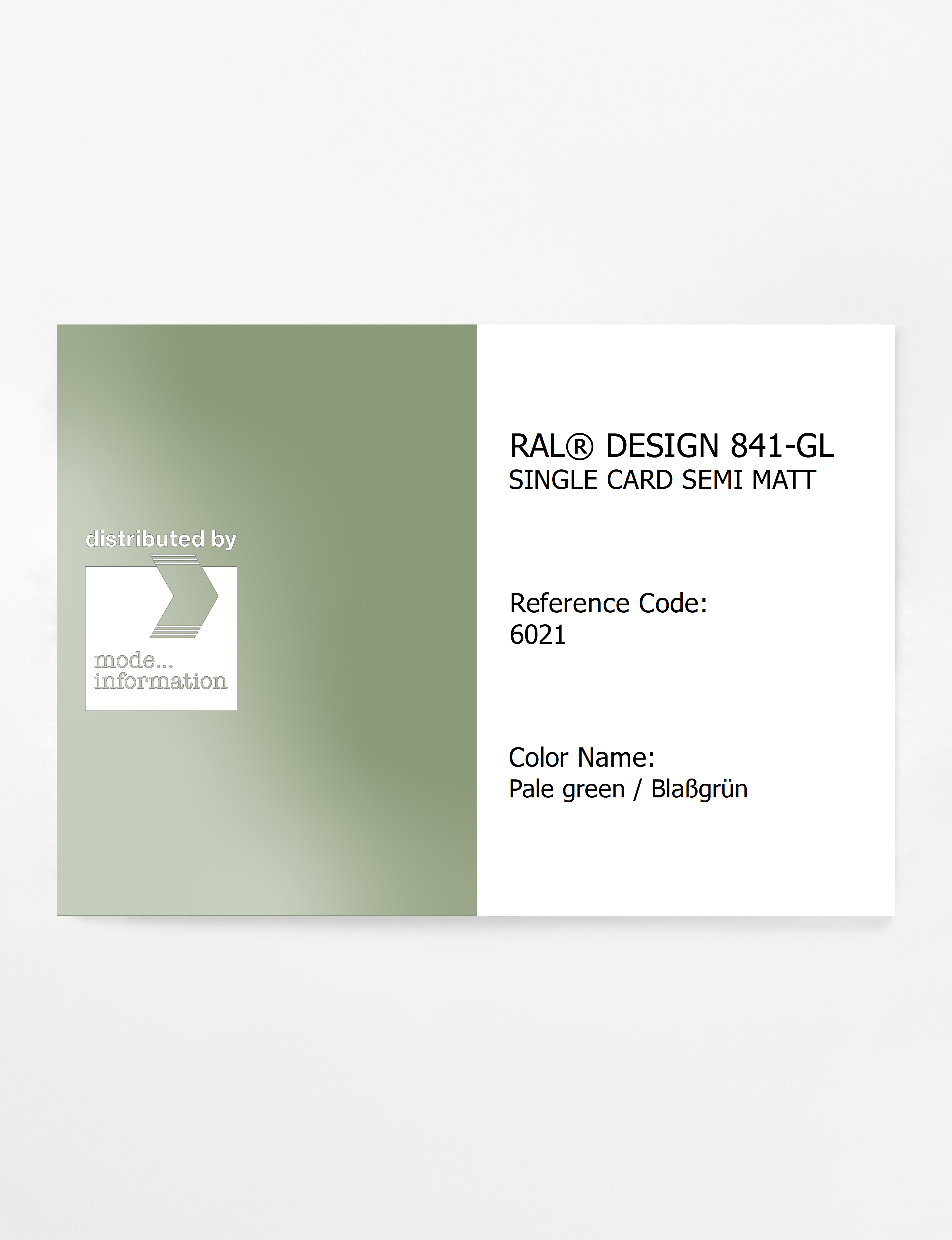 Artikelbild 1 des Artikels “RAL® CLASSIC 841-GL SINGLE CARD 6021 Pale green / Blaßgrün “