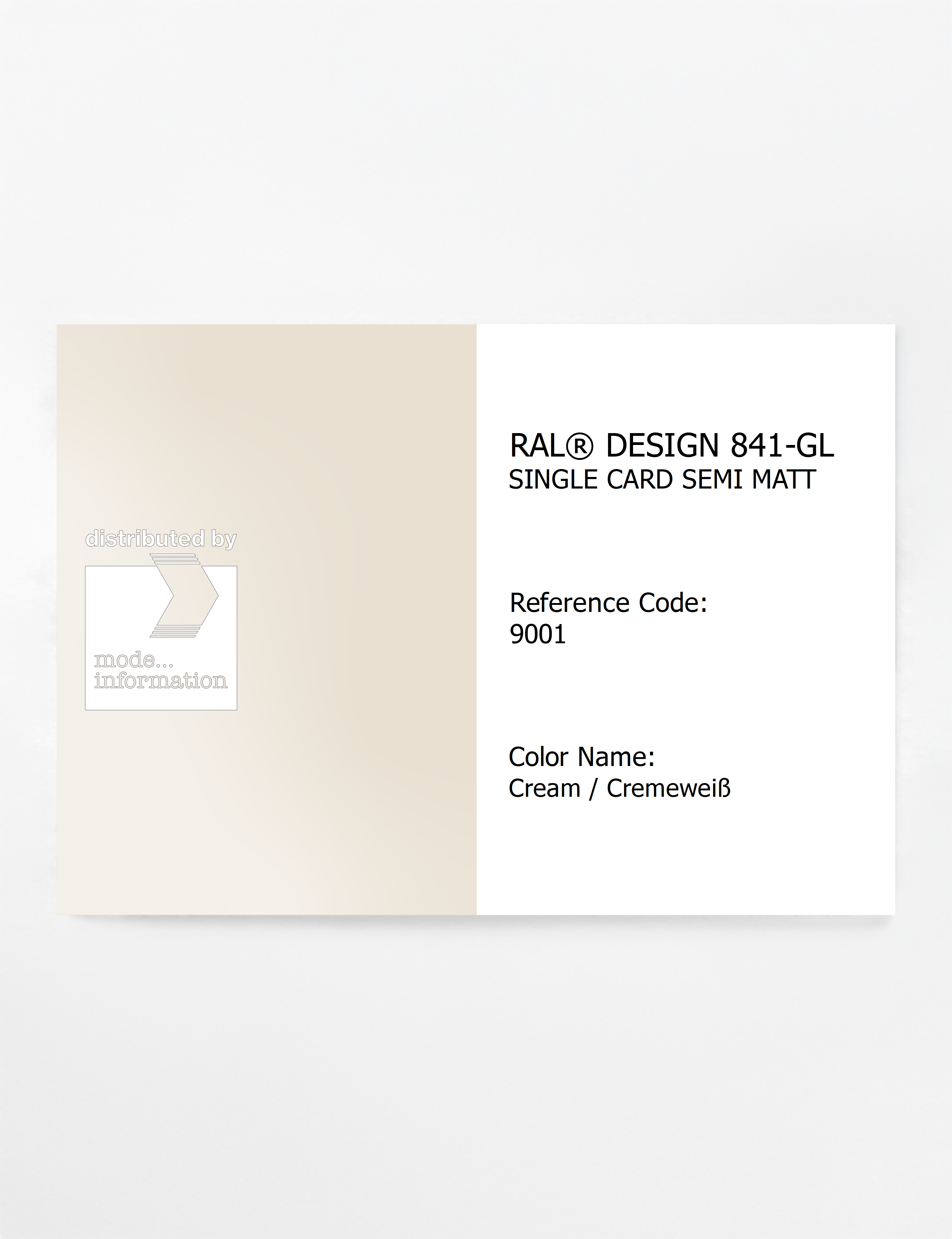 Artikelbild 1 des Artikels “RAL® CLASSIC 841-GL SINGLE CARD 9001 Cream / Cremeweiß “
