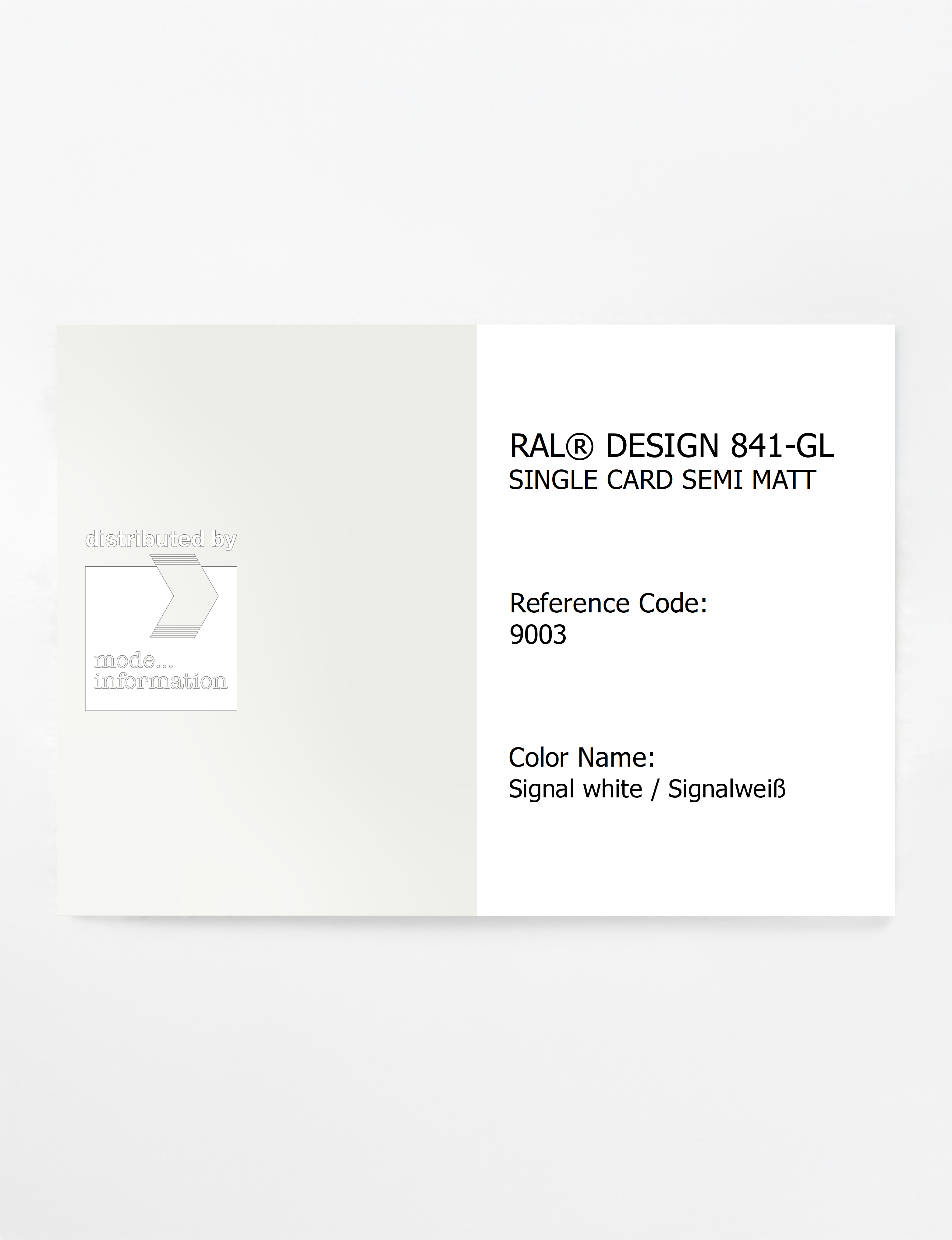 Artikelbild 1 des Artikels “RAL® CLASSIC 841-GL SINGLE CARD 9003 Signal white / Signalweiß “