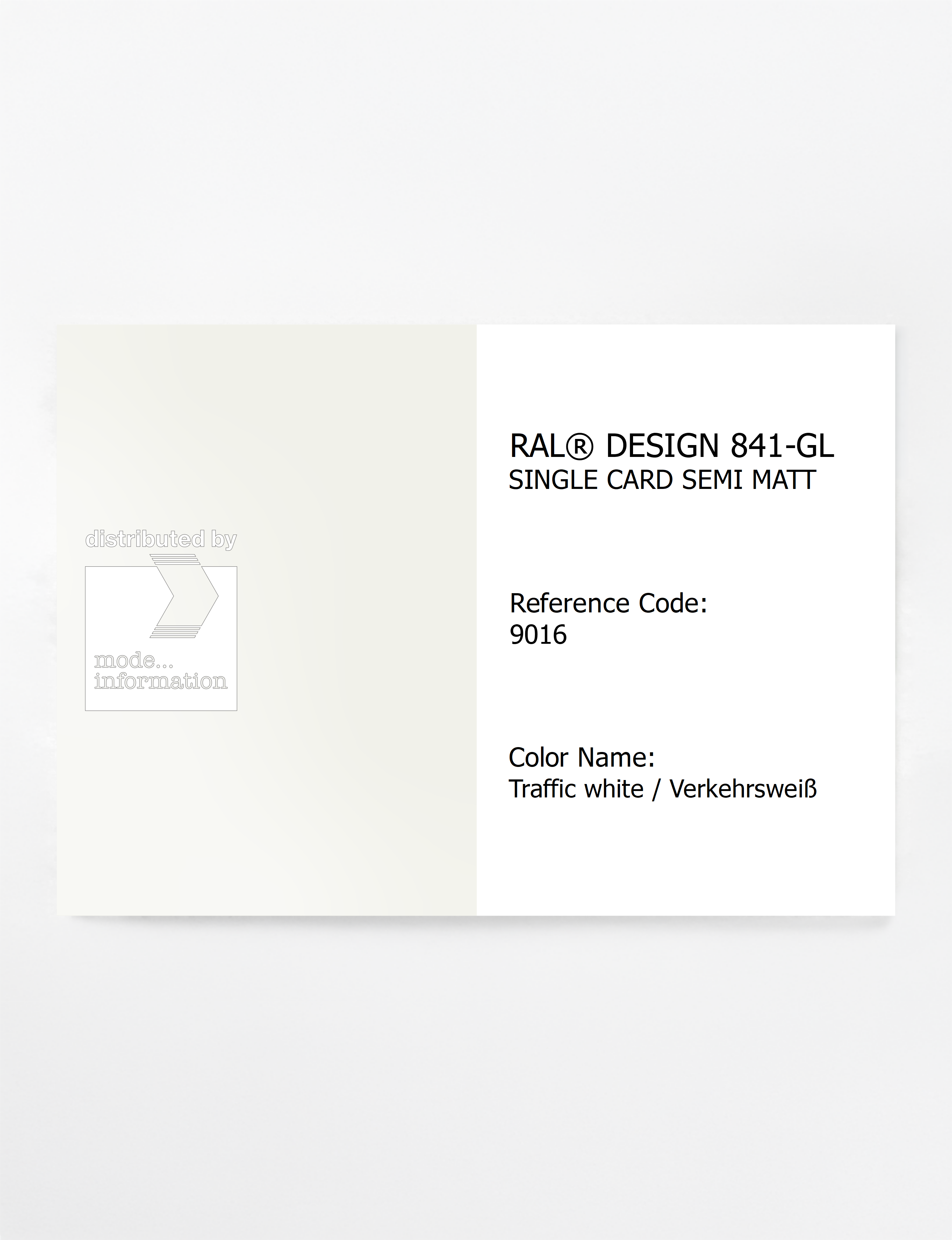 Artikelbild 1 des Artikels “RAL® CLASSIC 841-GL SINGLE CARD 9016 Traffic white / Verkehrsweiß “
