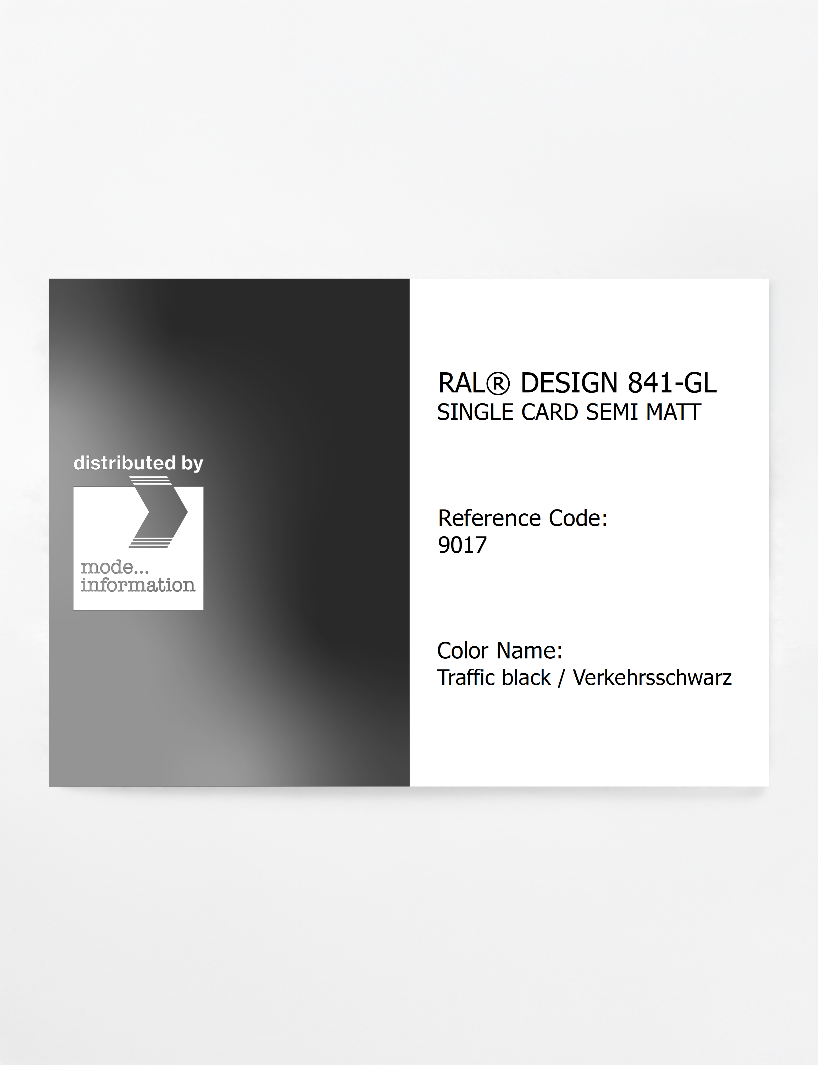 Product image 1 of the product “RAL® CLASSIC 841-GL SINGLE CARD 9017 Traffic black / Verkehrsschwarz ”